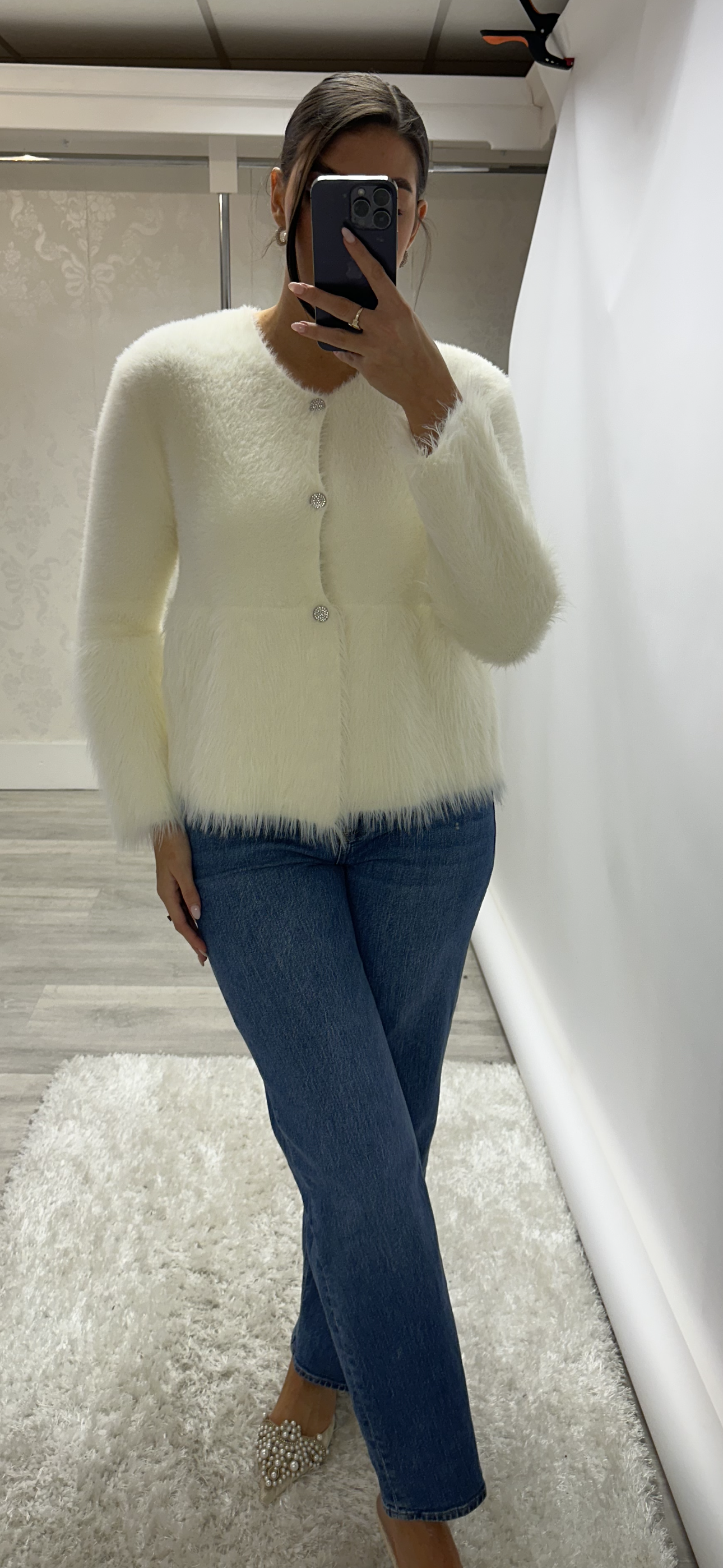 Ecru Fluffy Knit