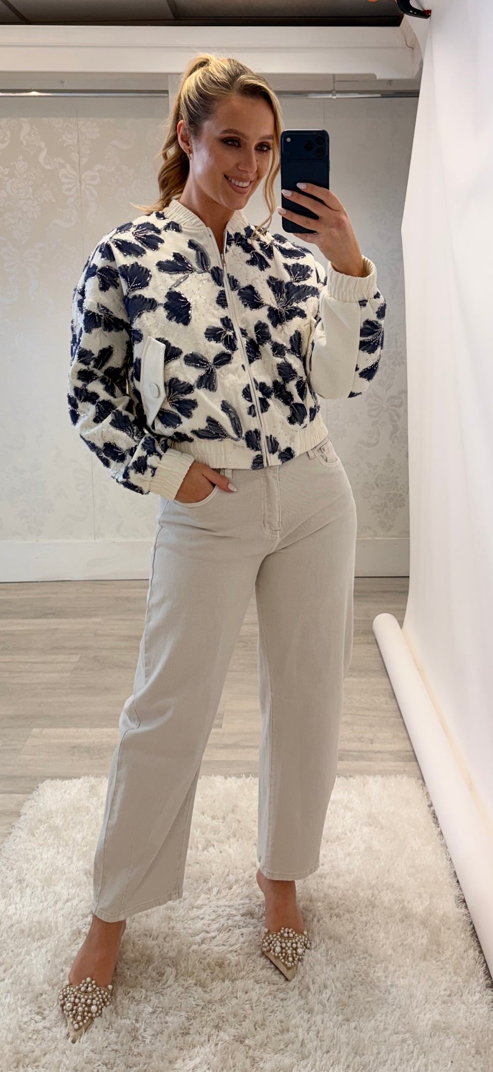 Sequin Print Bomber