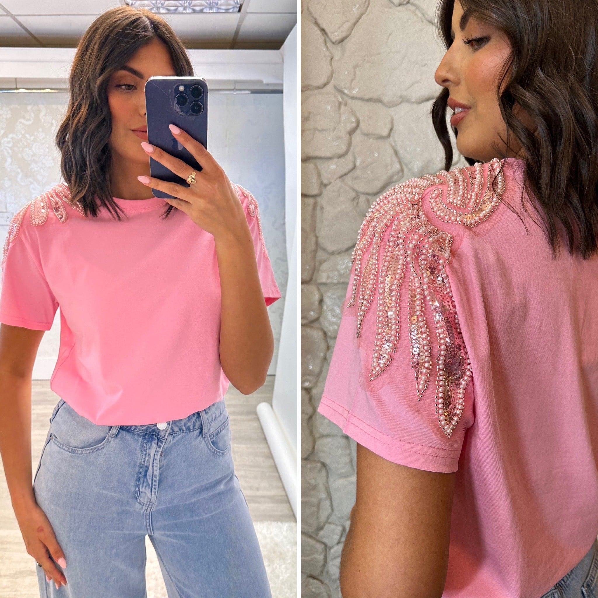 Pink Embellished Tee