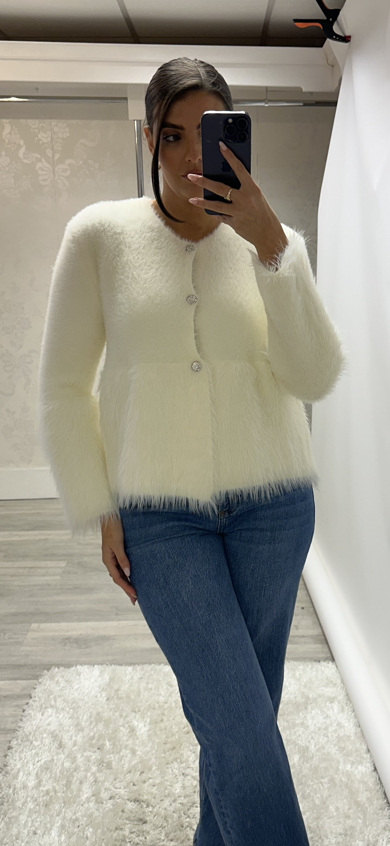 Ecru Fluffy Knit