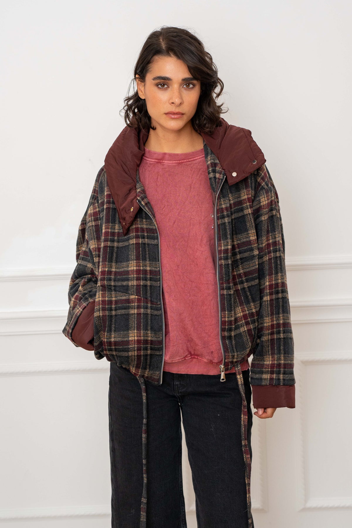 Burgundy Hooded Jacket