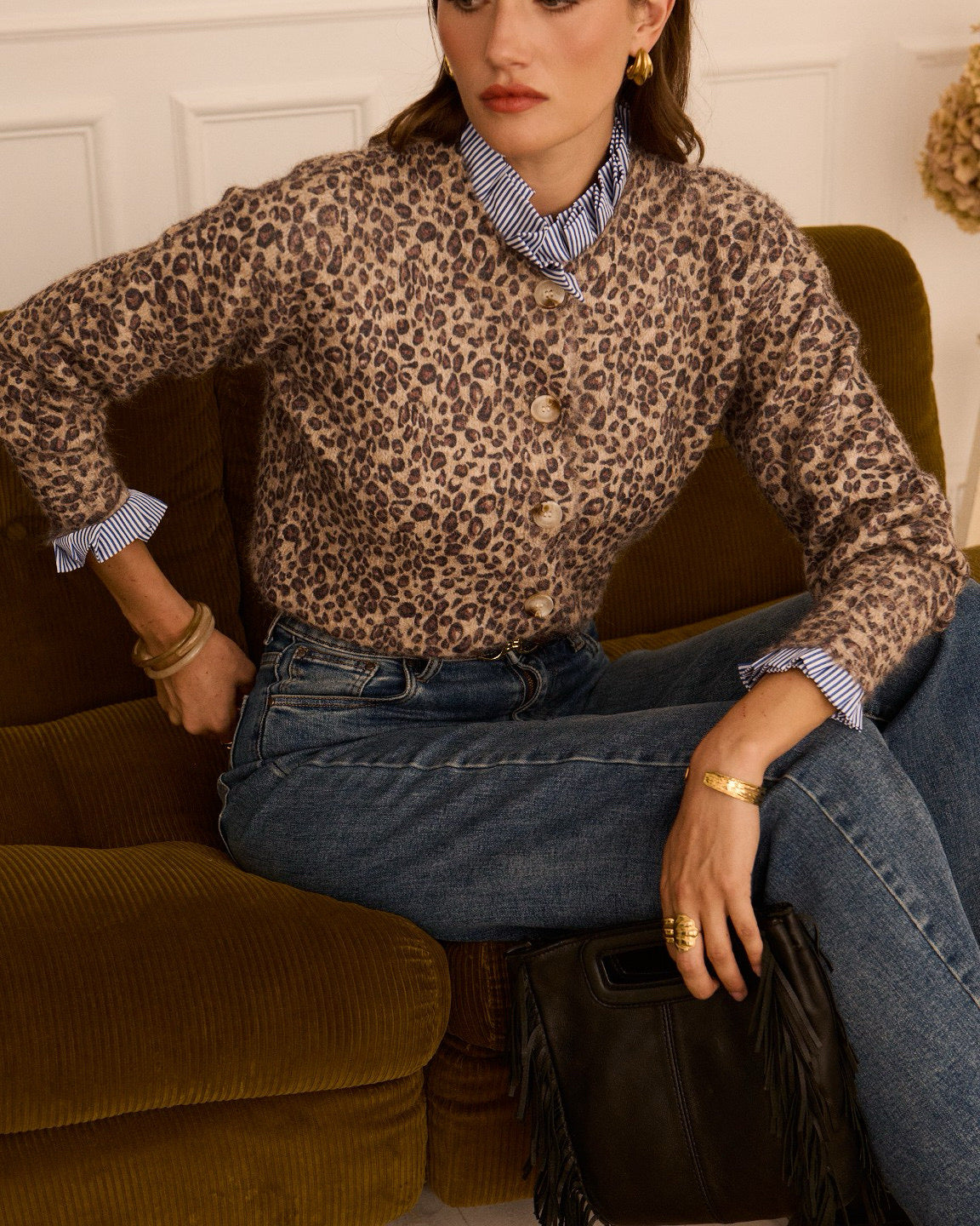 Stripe Cheetah Knit