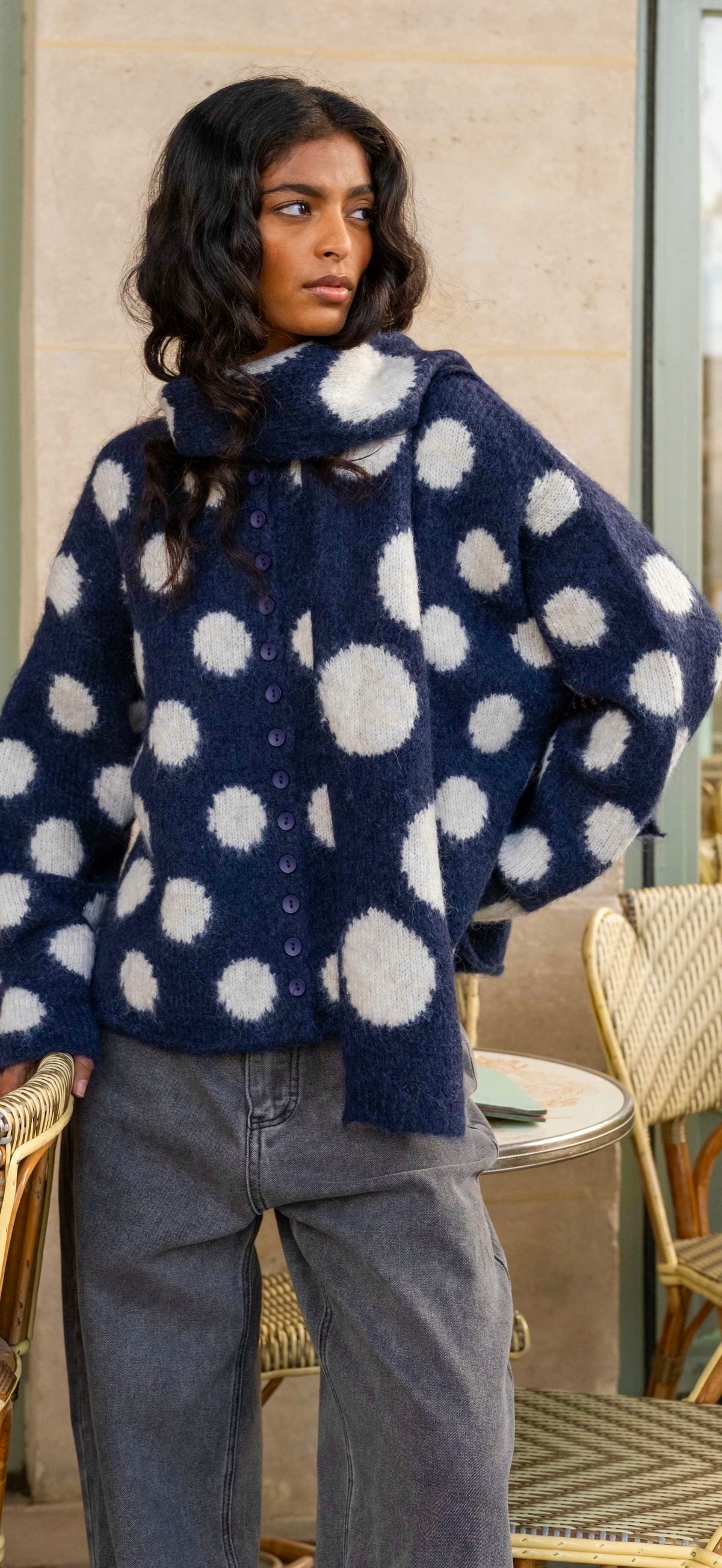 Navy Dot Knit Set
