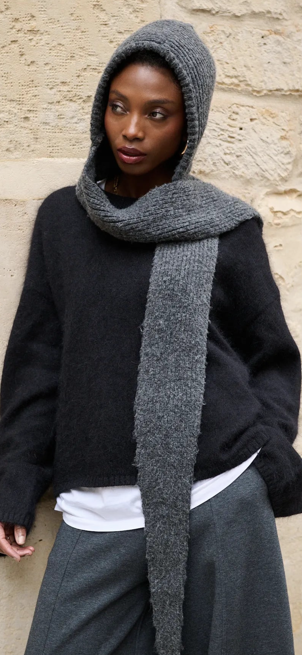 Grey Hooded Scarf