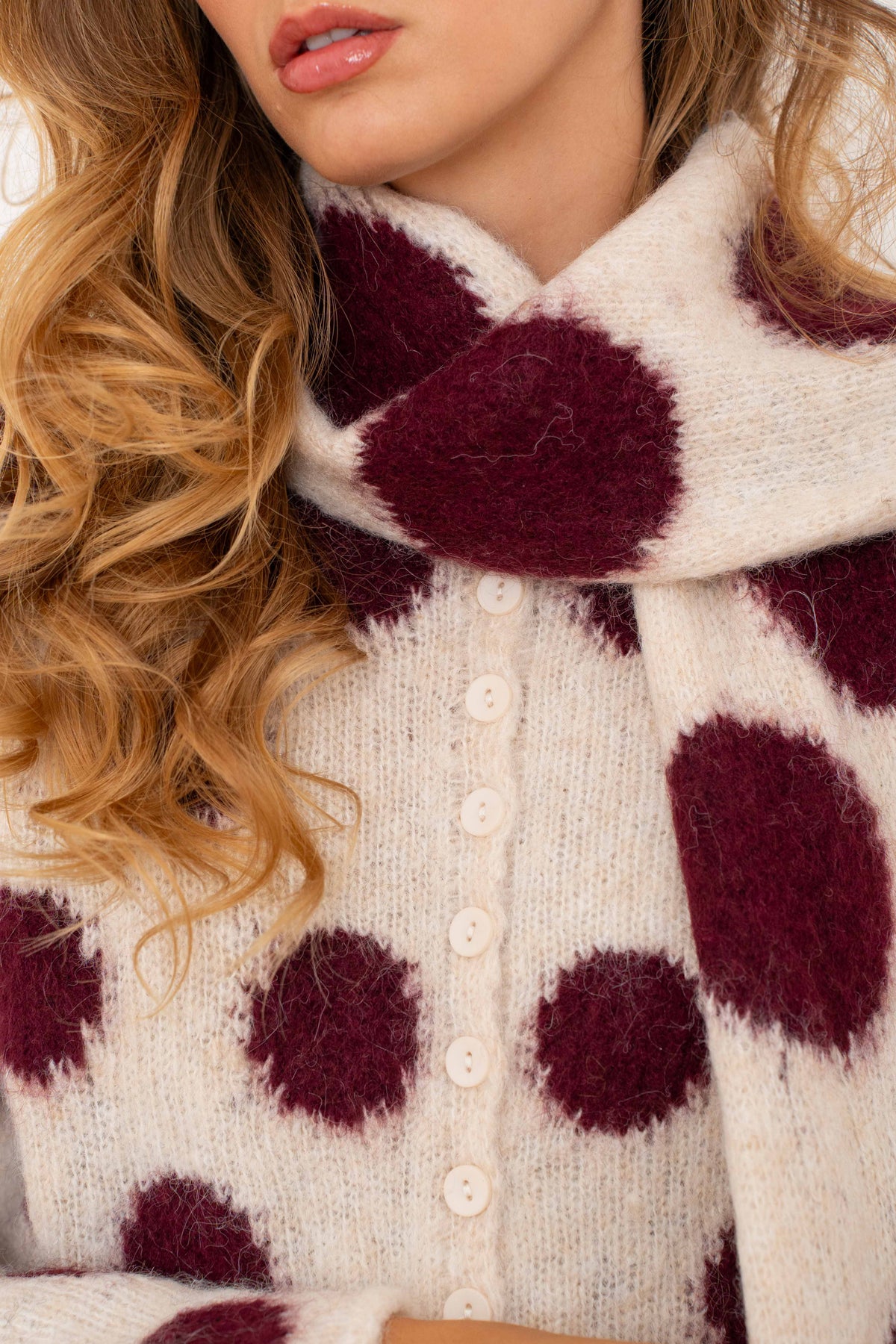 Burgundy Dot Knit Set