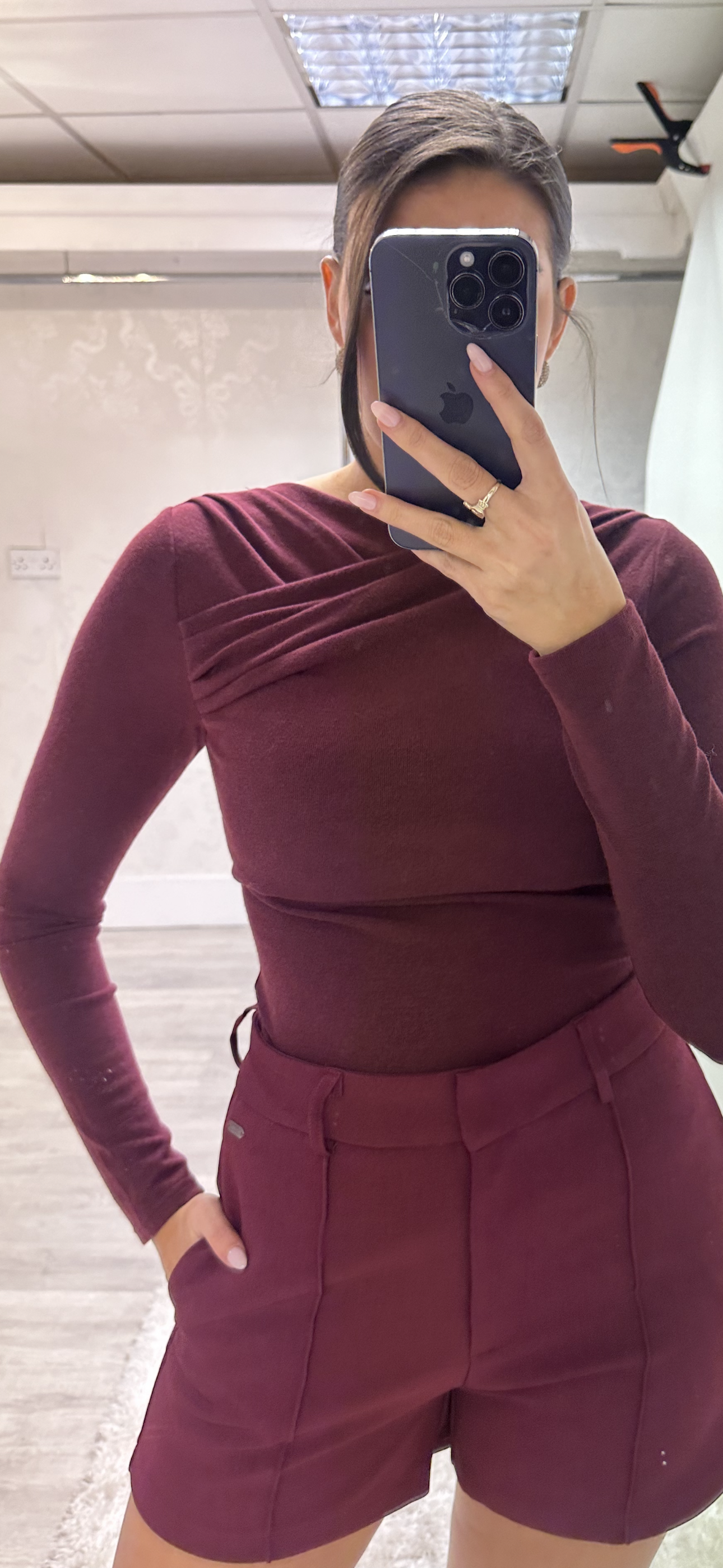 Burgundy Ruffle Top