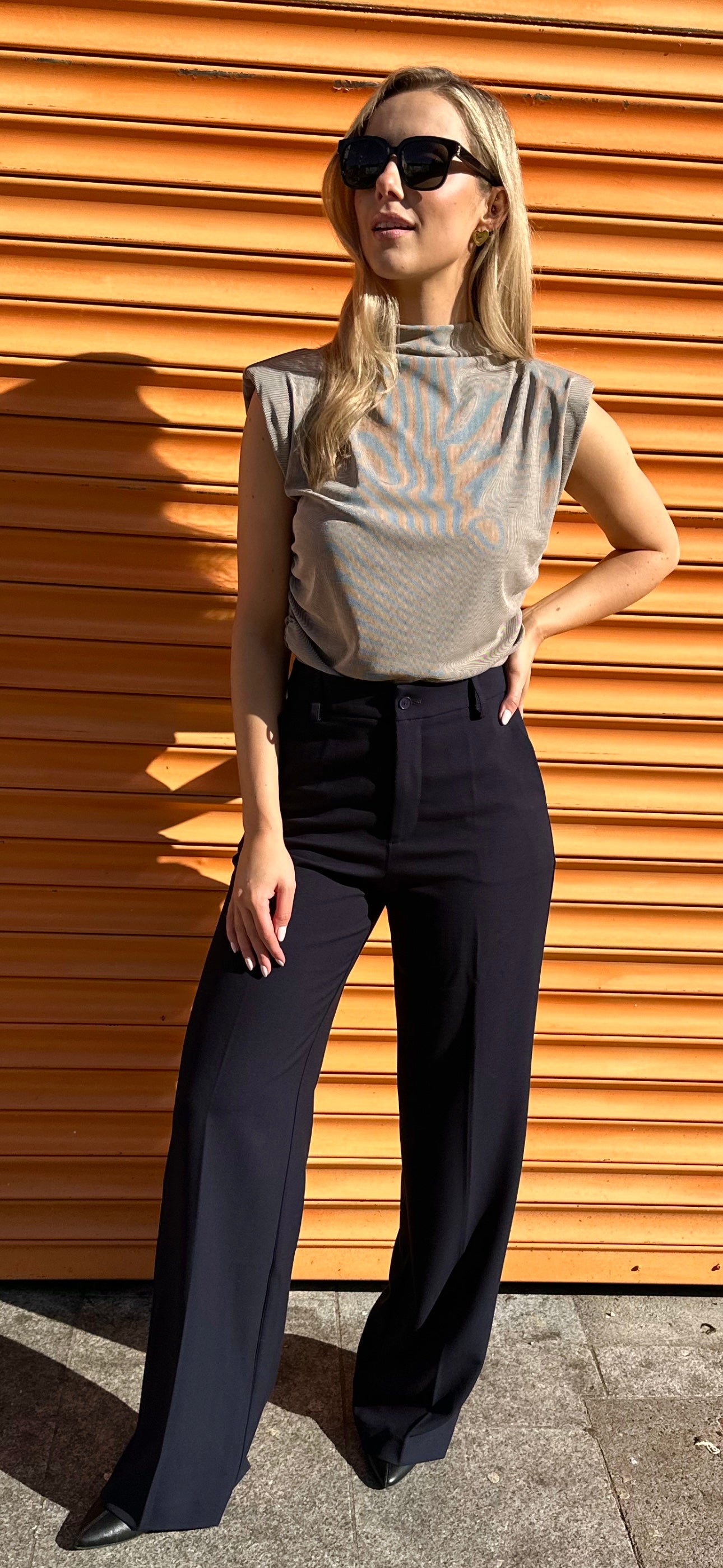 Navy High Waist Pants