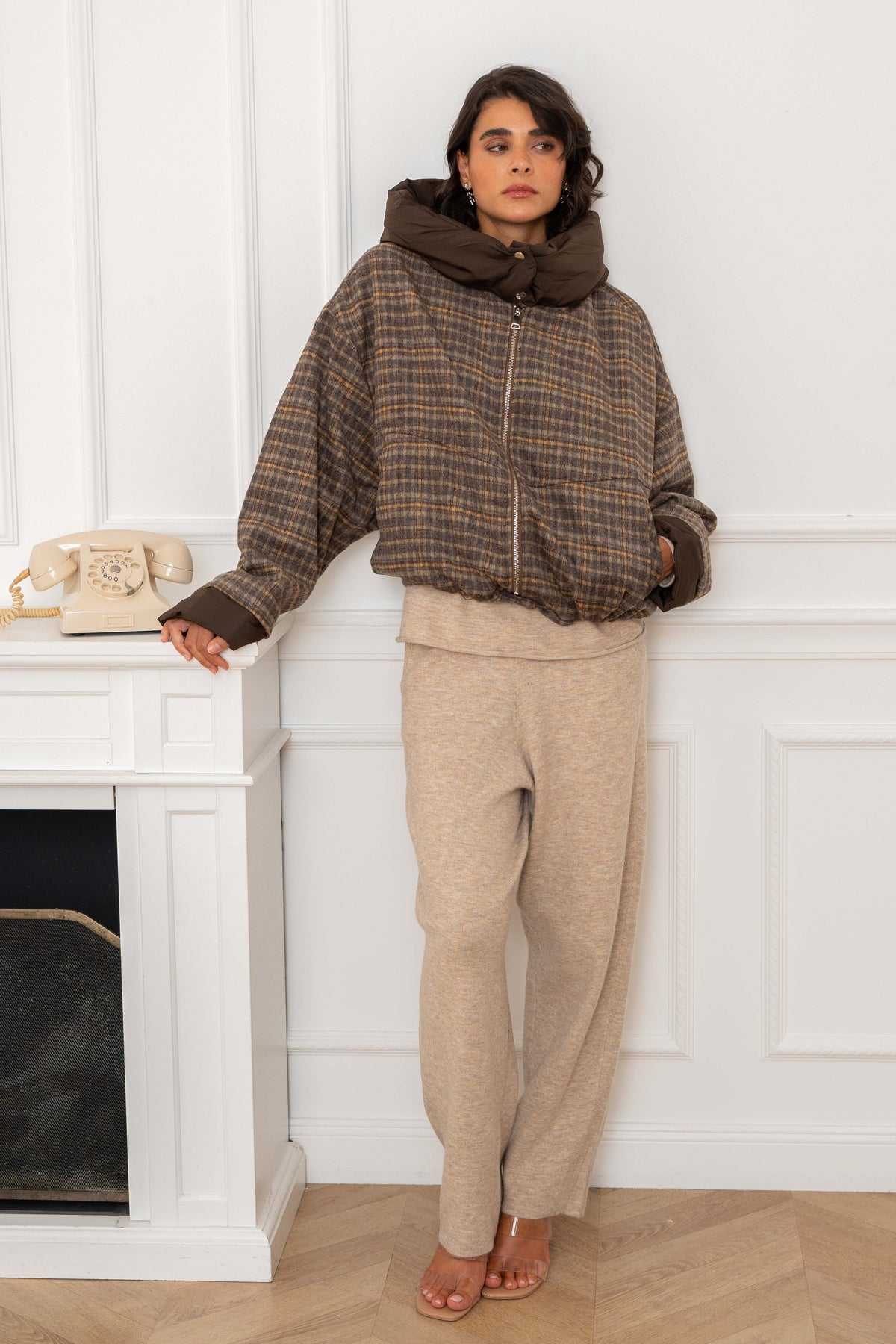 Check Hooded Jacket