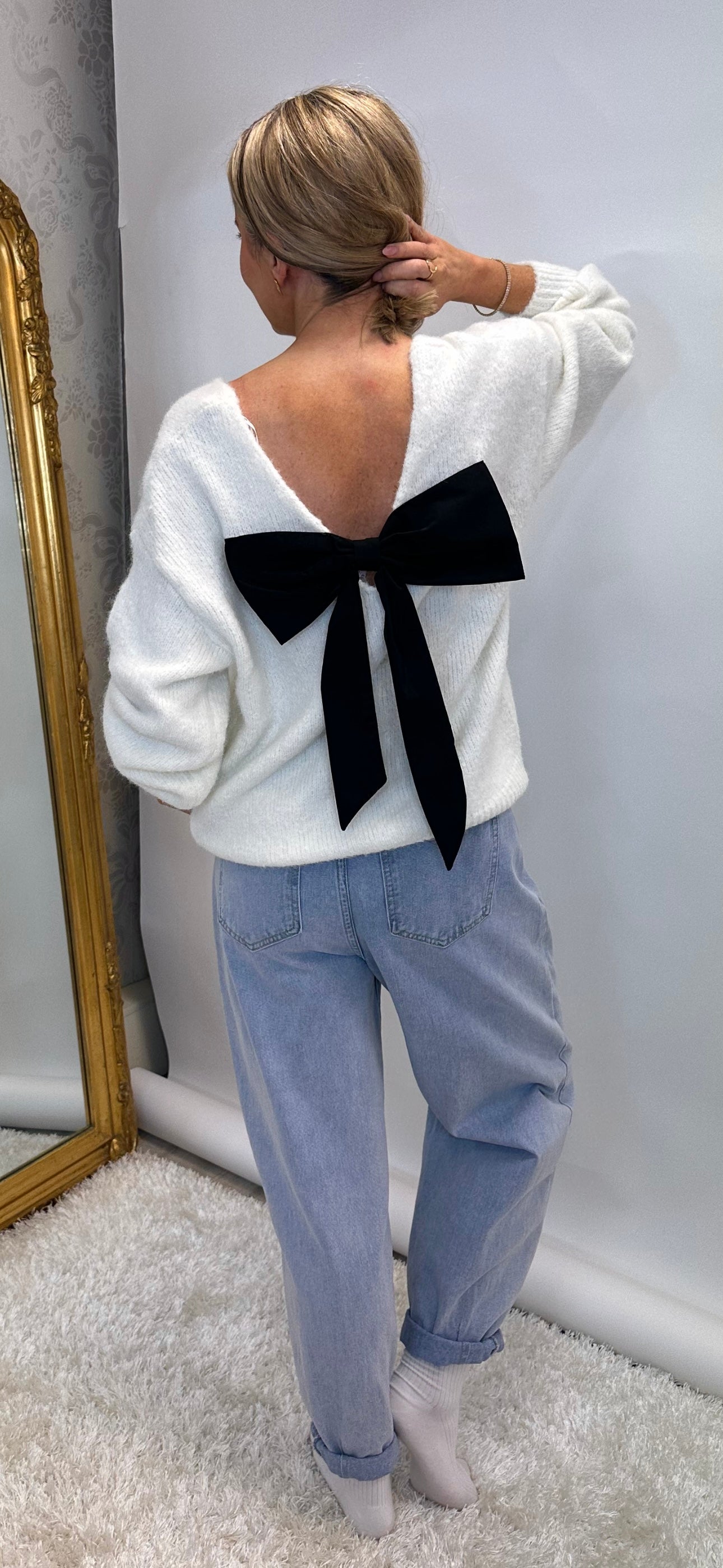 Ecru Bow Knit