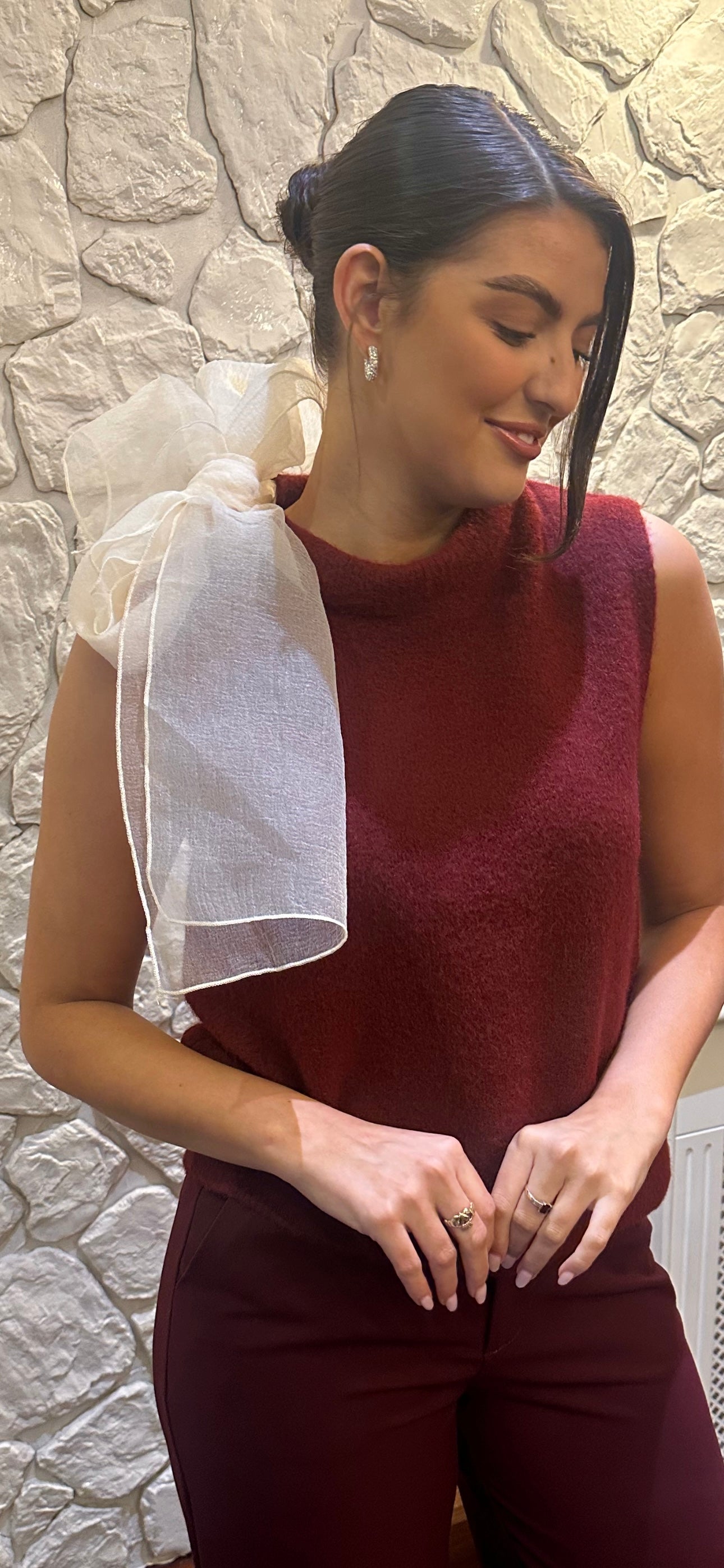 Burgundy Bow Knit