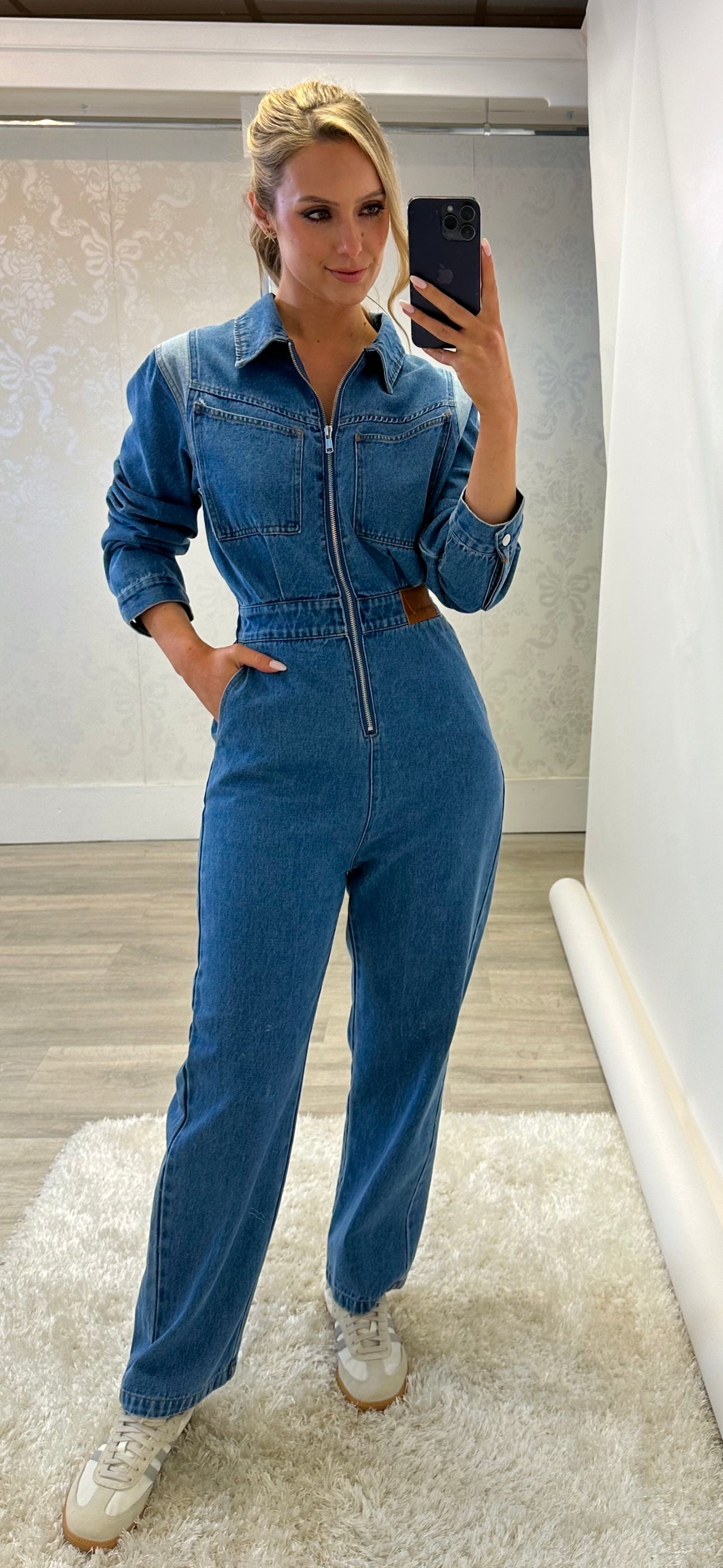 Denim Collar Jumpsuit