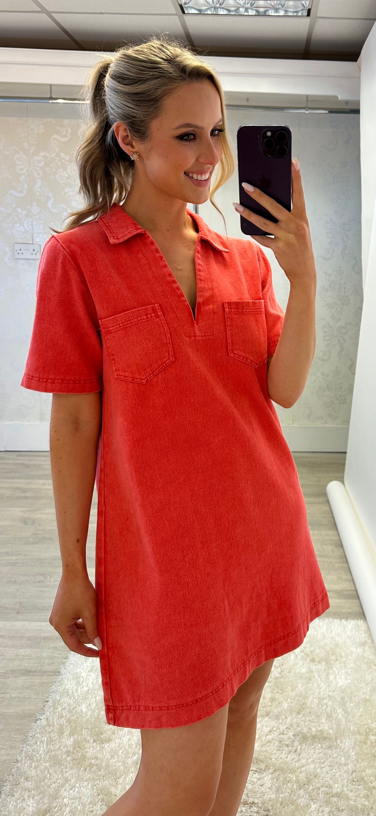 Orange Denim Dress