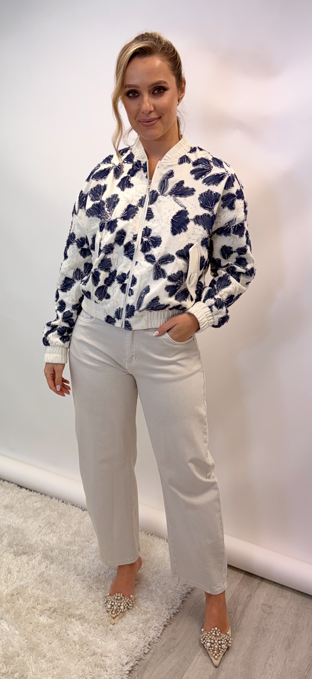Sequin Print Bomber