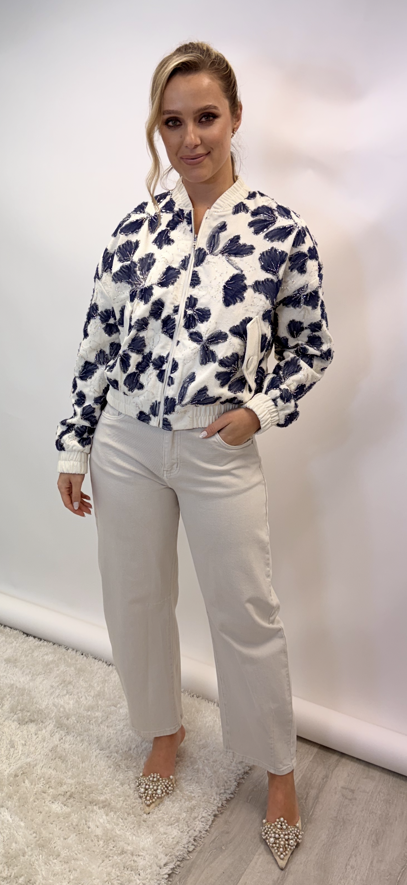 Sequin Print Bomber