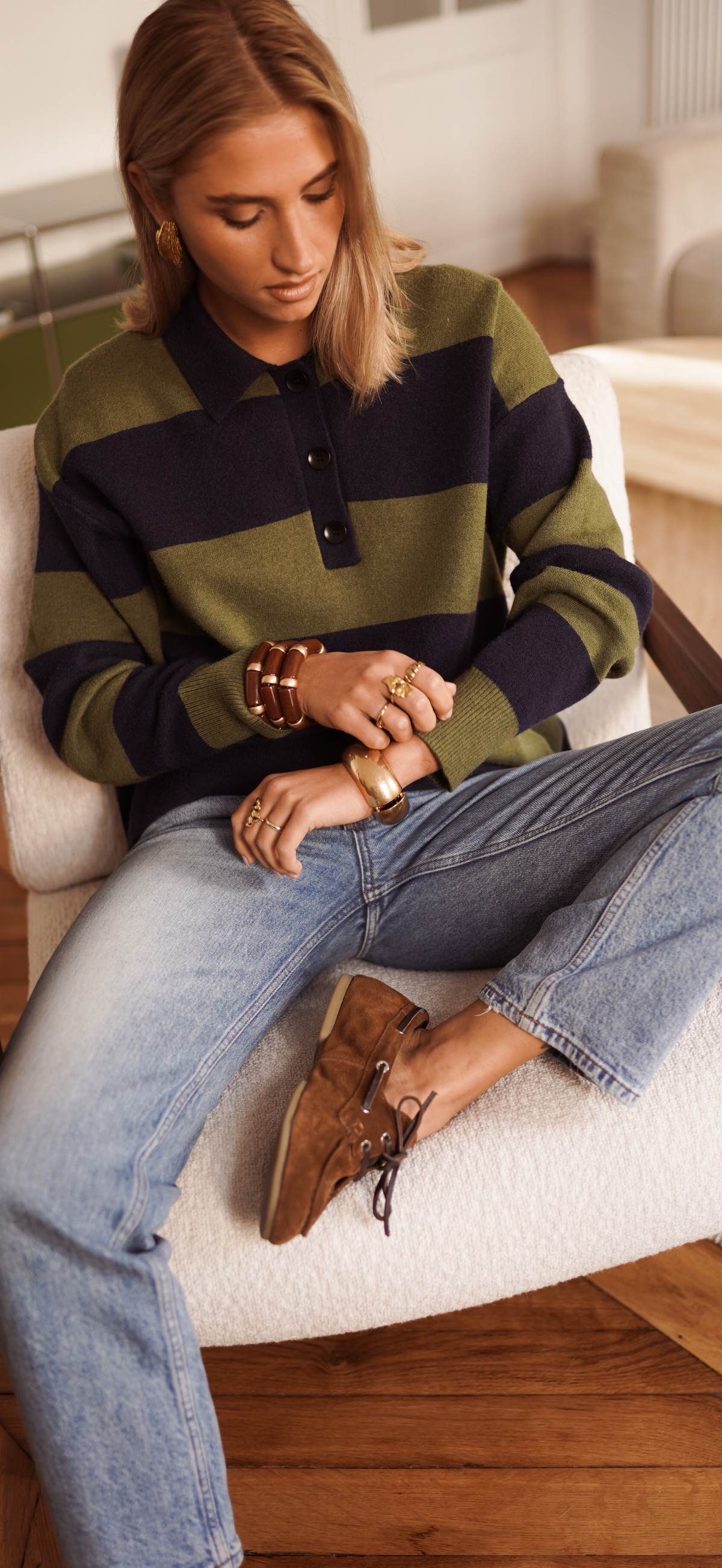 Khaki Polo Knit