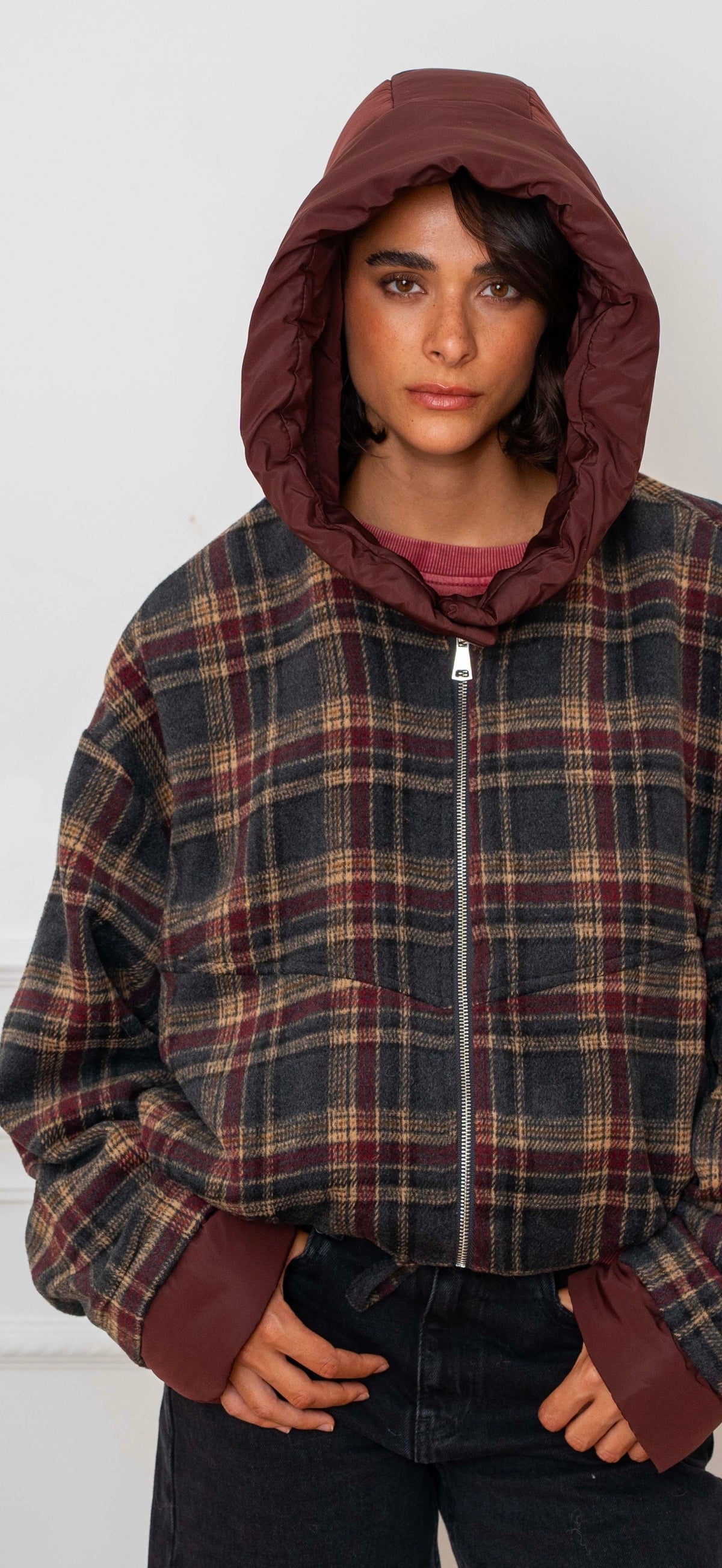 Burgundy Hooded Jacket