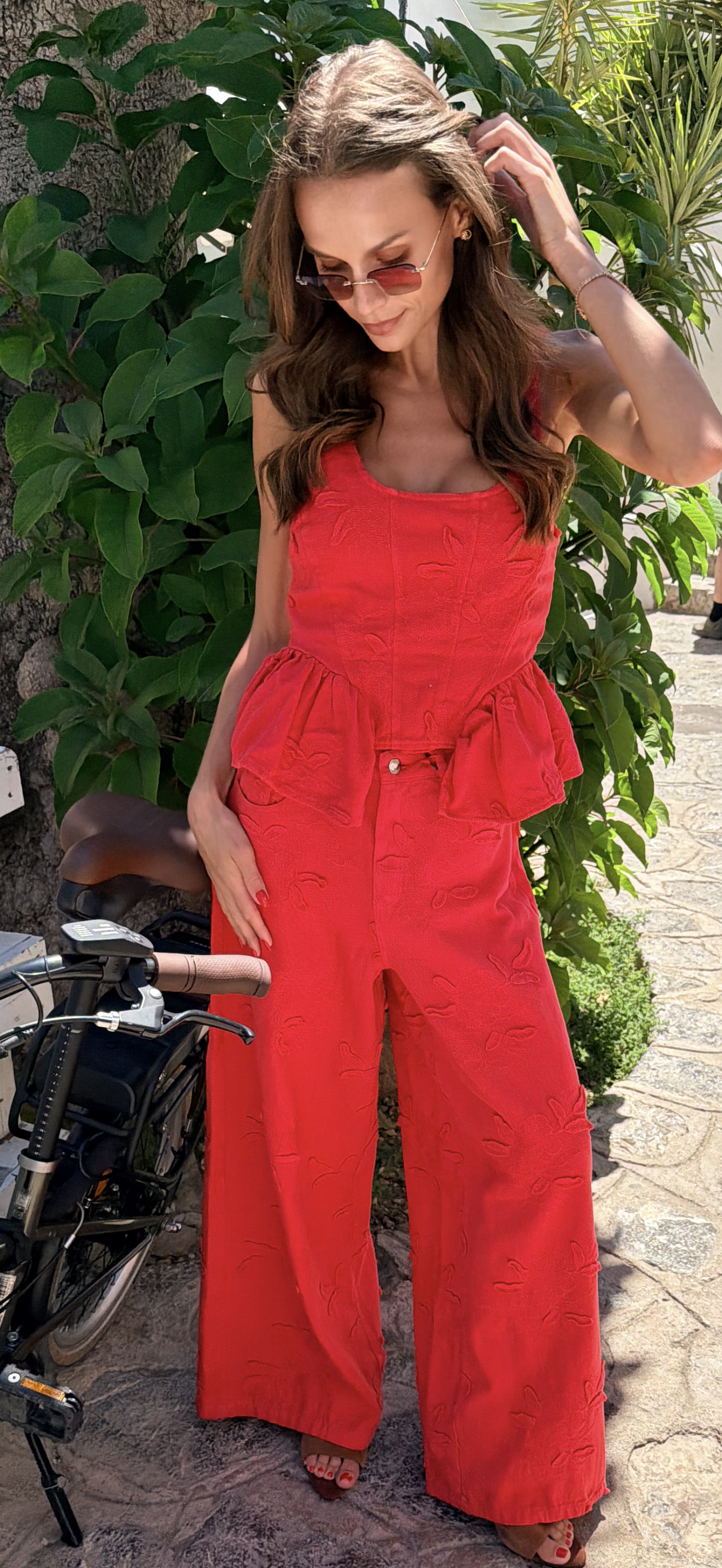 Red Jacquard Pants