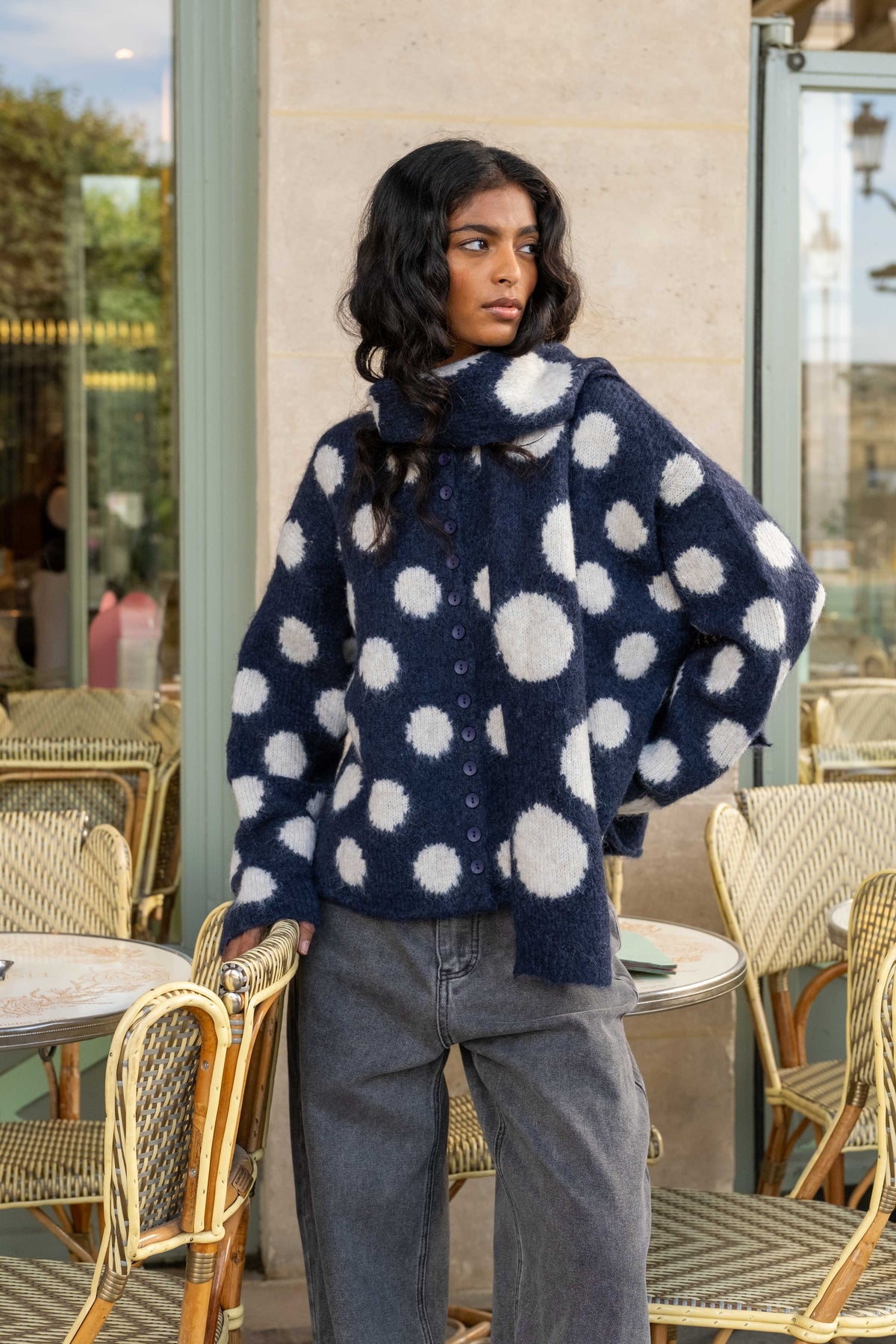 Navy Dot Knit Set