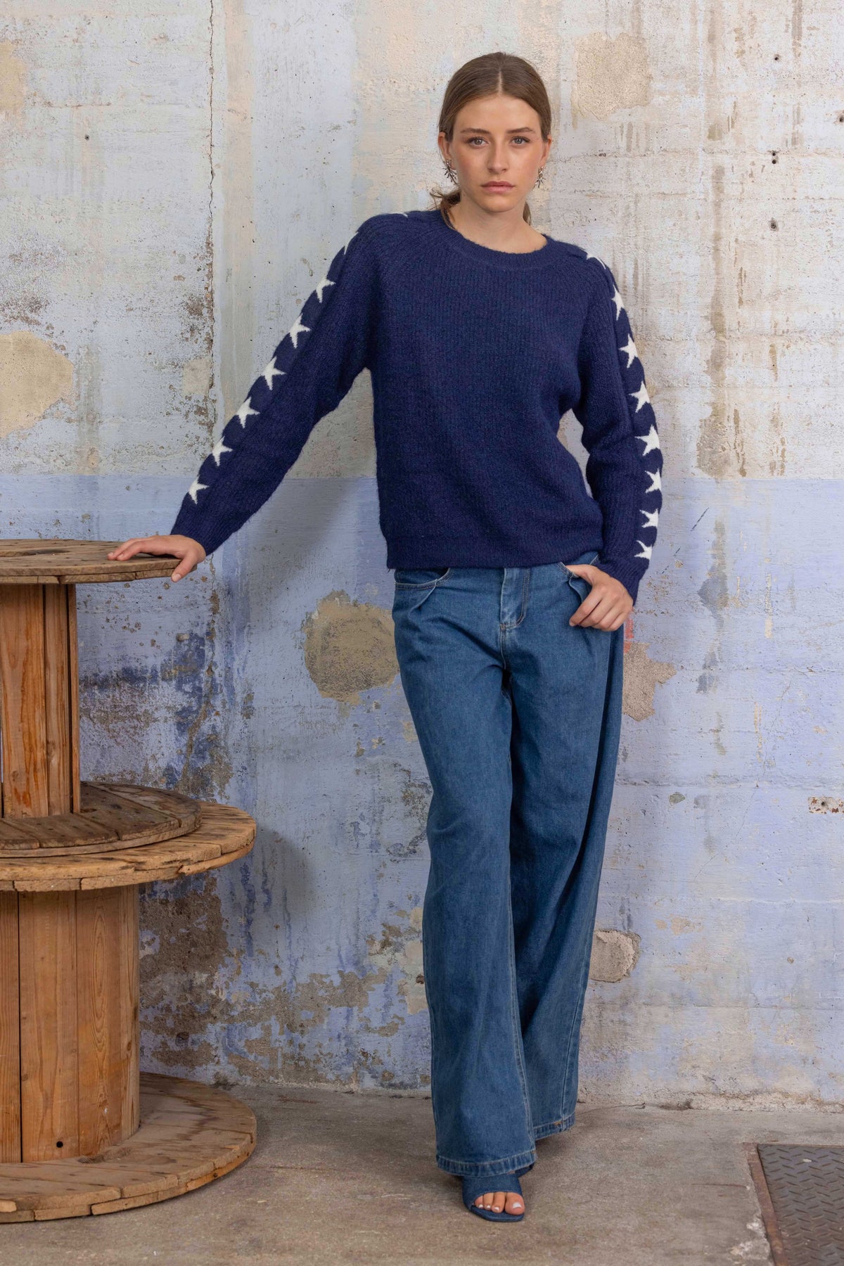 Navy Star Knit