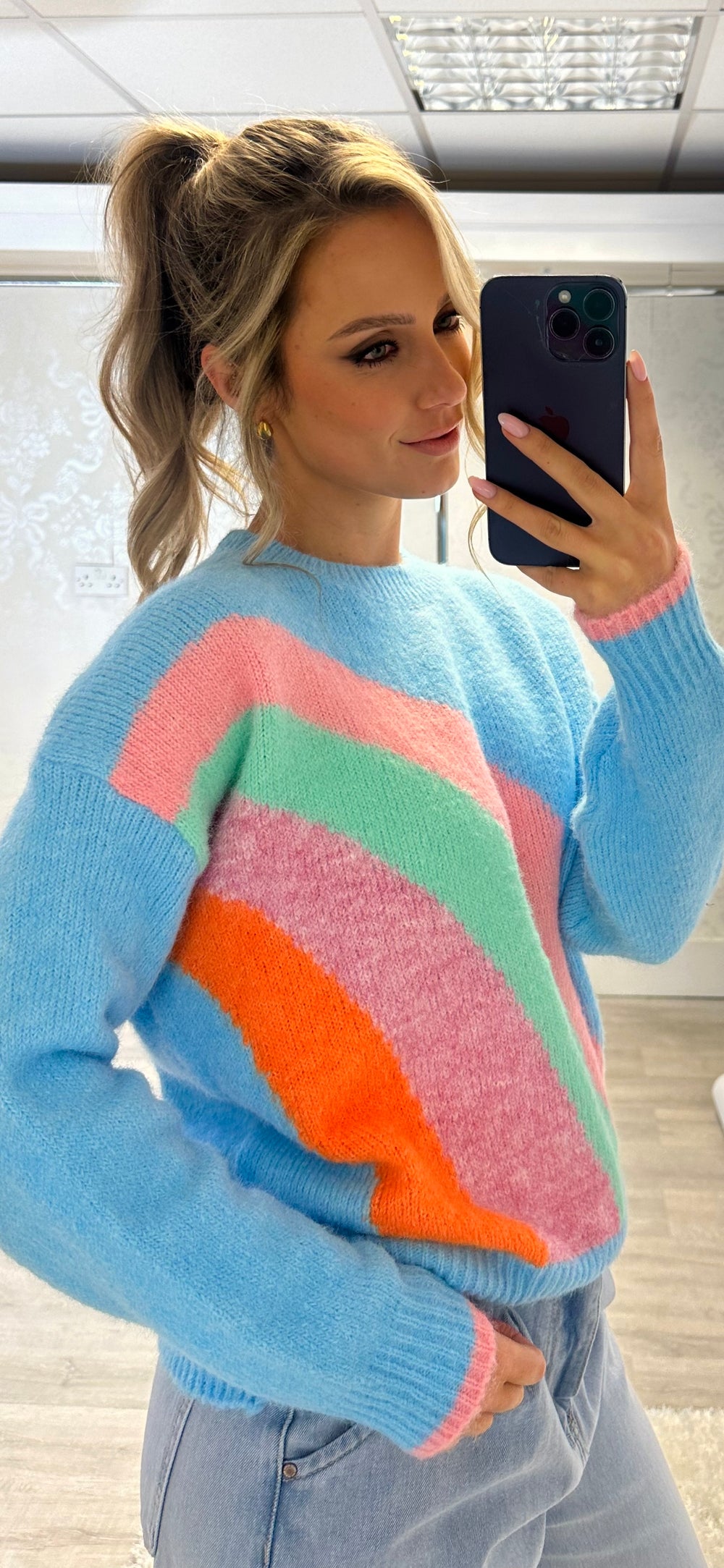 Blue Rainbow Knit