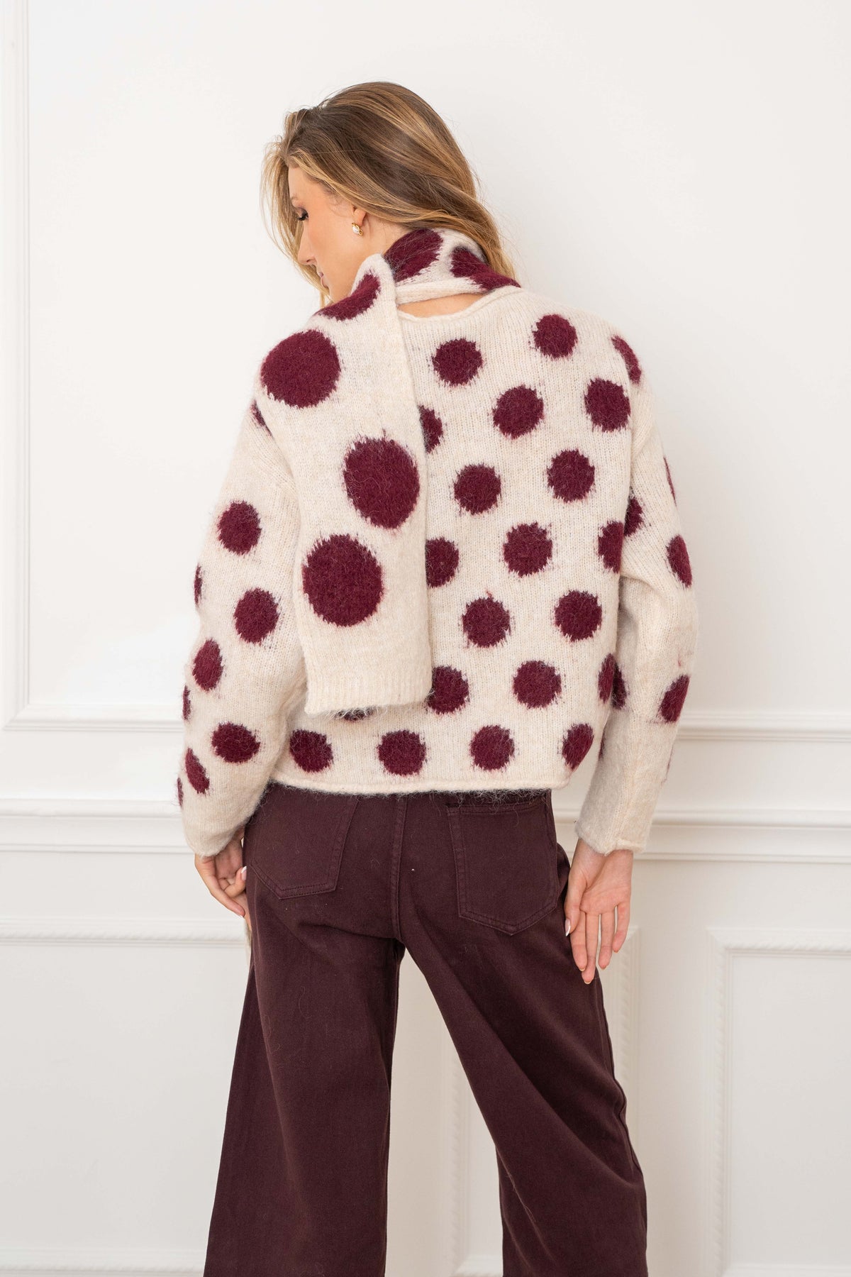 Burgundy Dot Knit Set