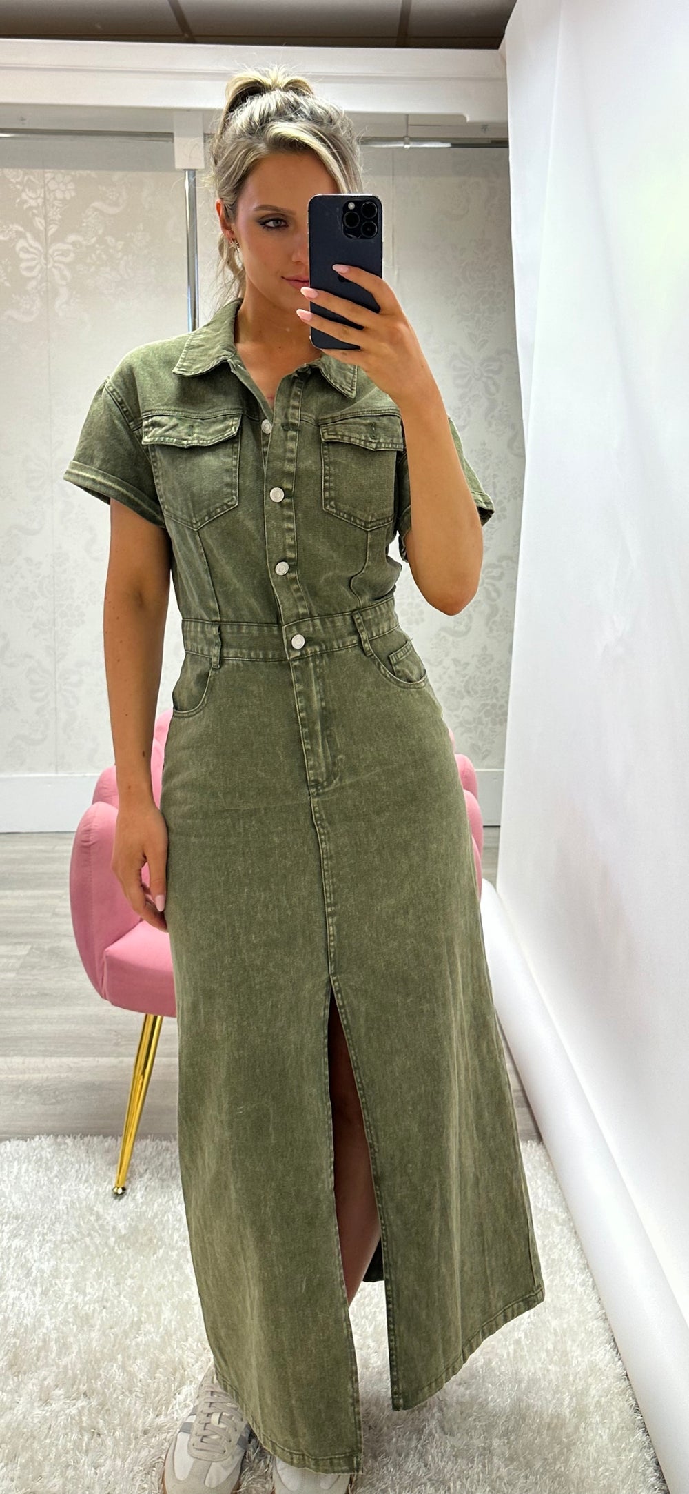 Khaki Denim Dress