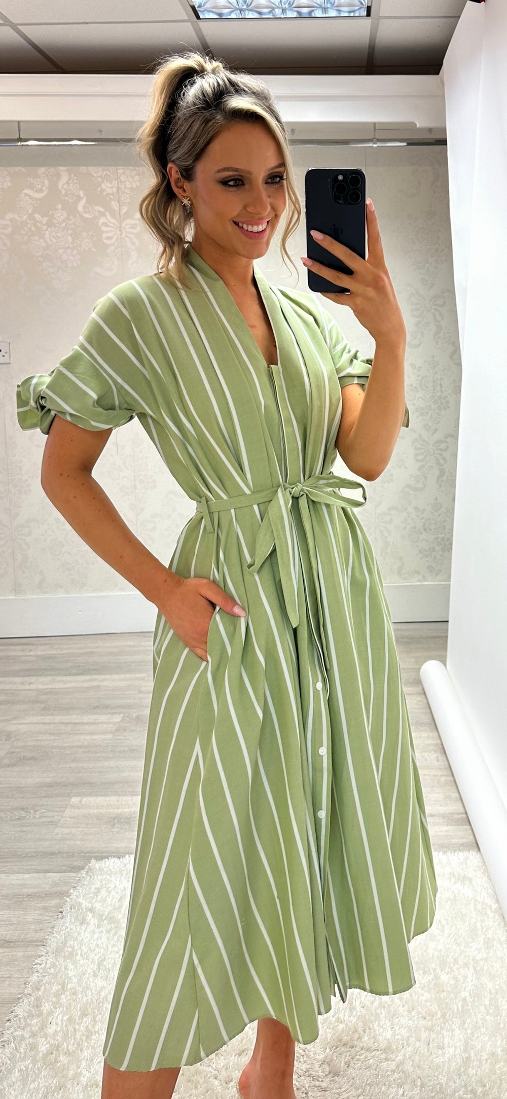Sage Stripe Dress