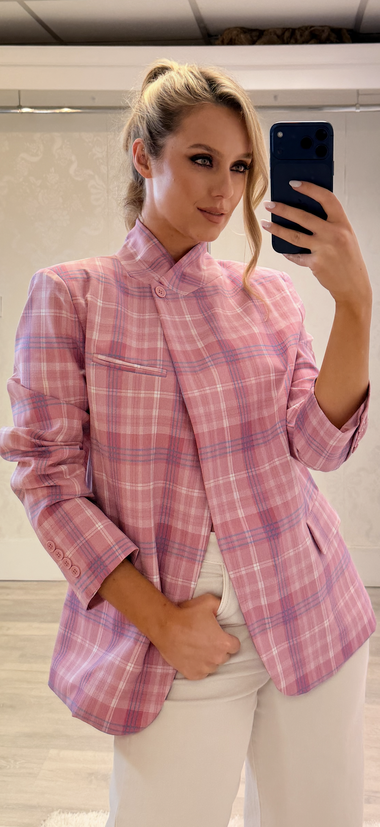 Pink Check Blazer