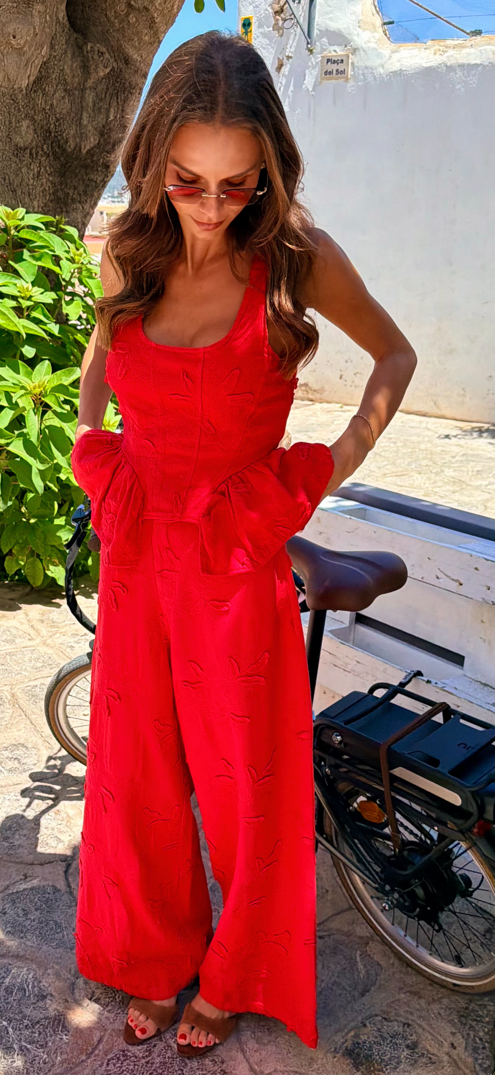 Red Jacquard Pants
