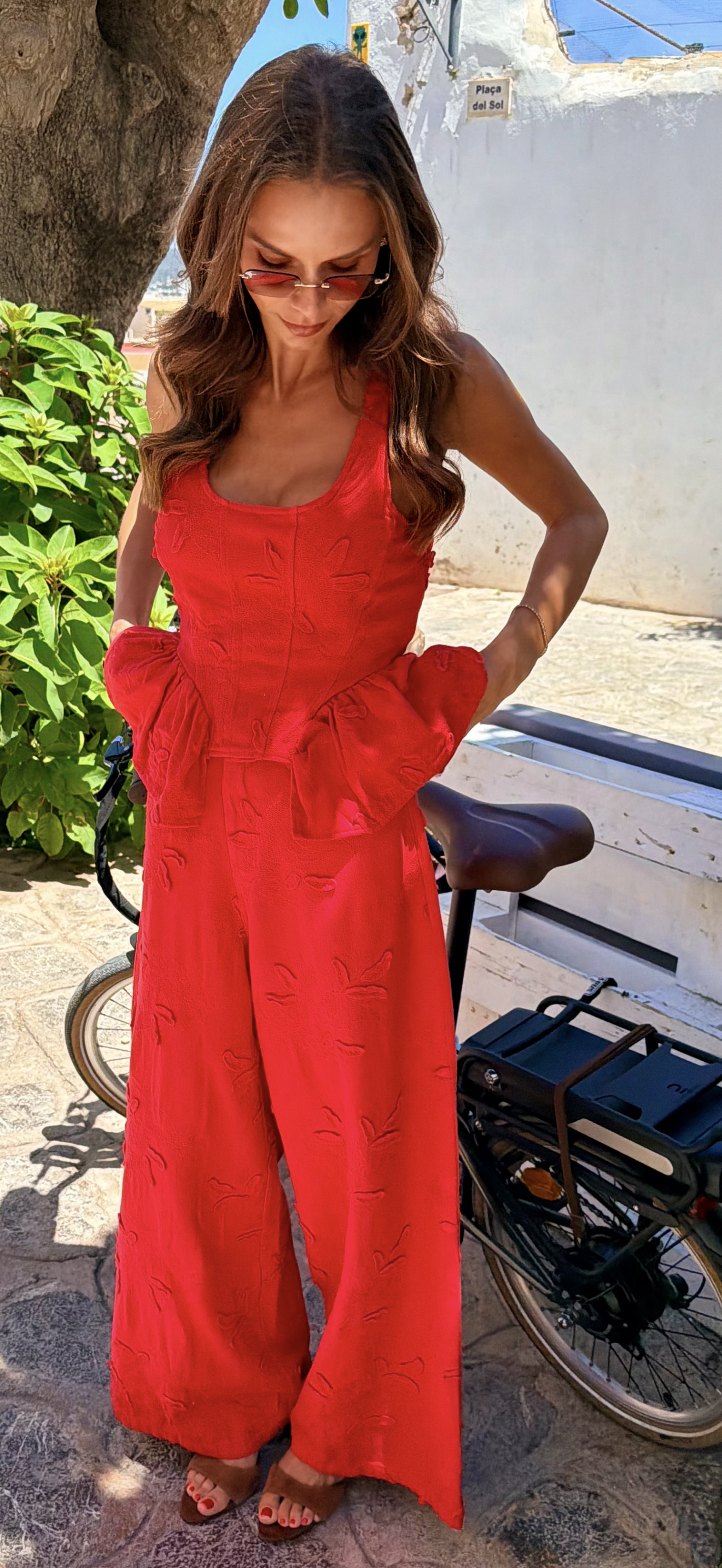 Red Jacquard Pants