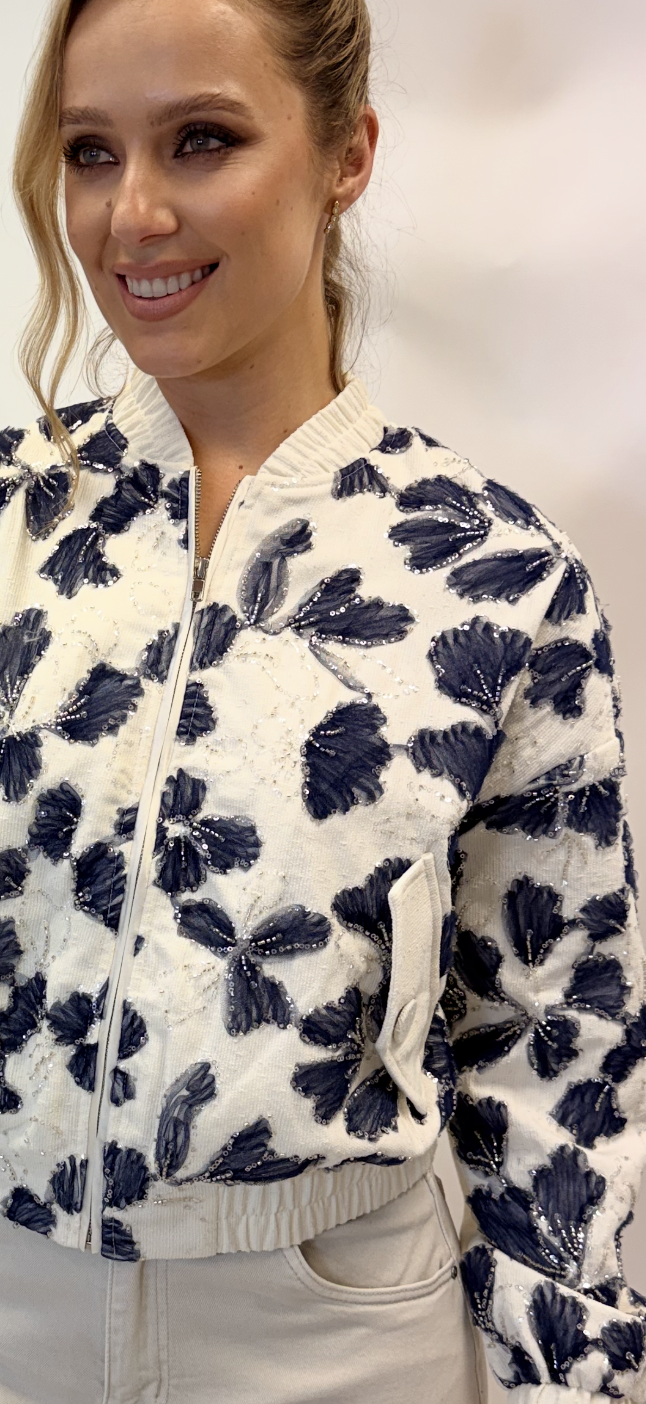 Sequin Print Bomber