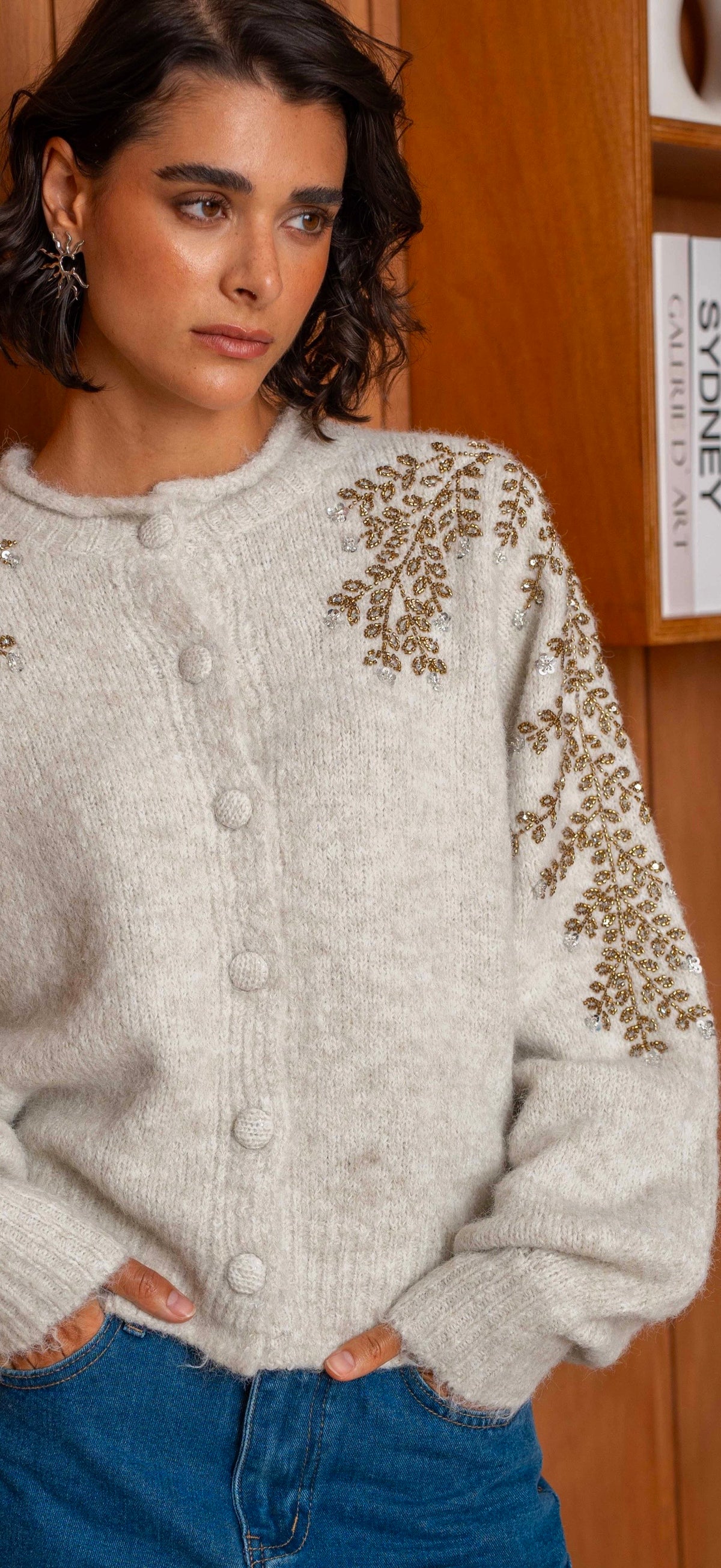 Gold Embroidered Knit