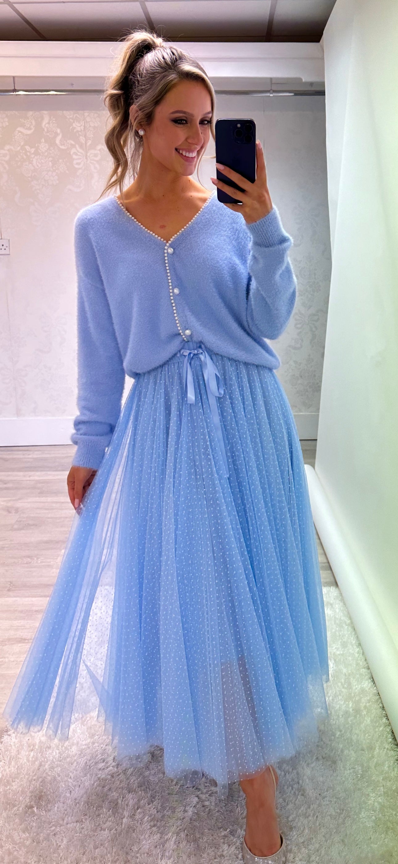 Baby Blue Polka Tulle