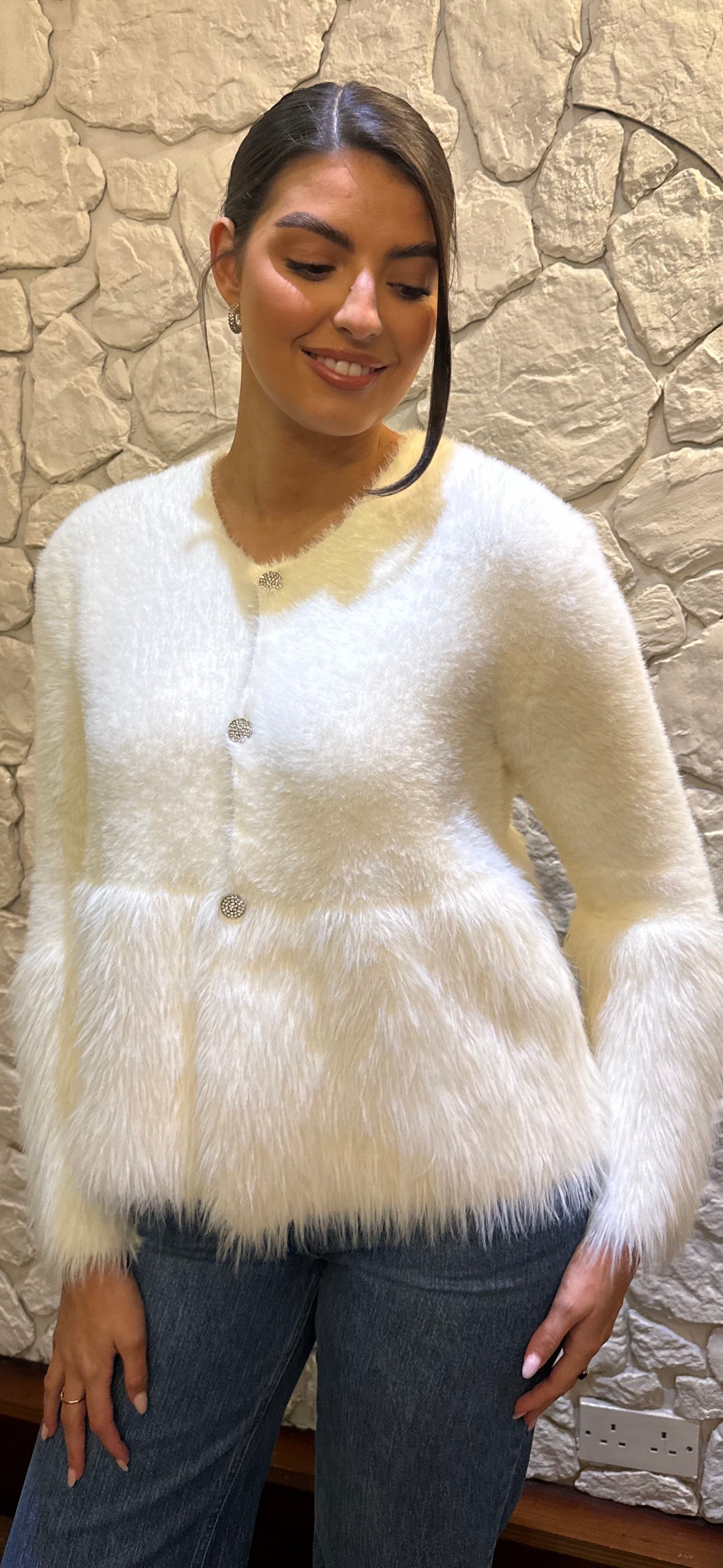 Ecru Fluffy Knit