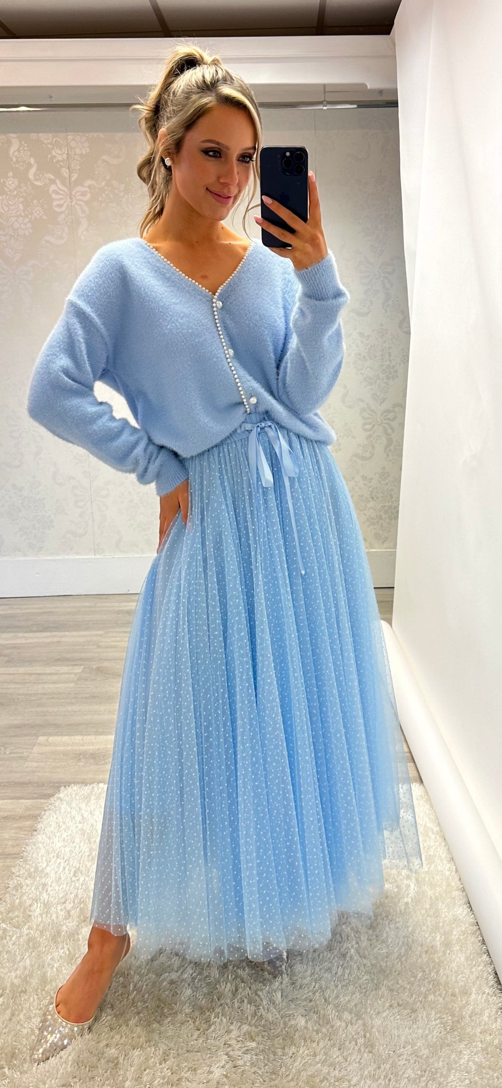 Baby Blue Polka Tulle