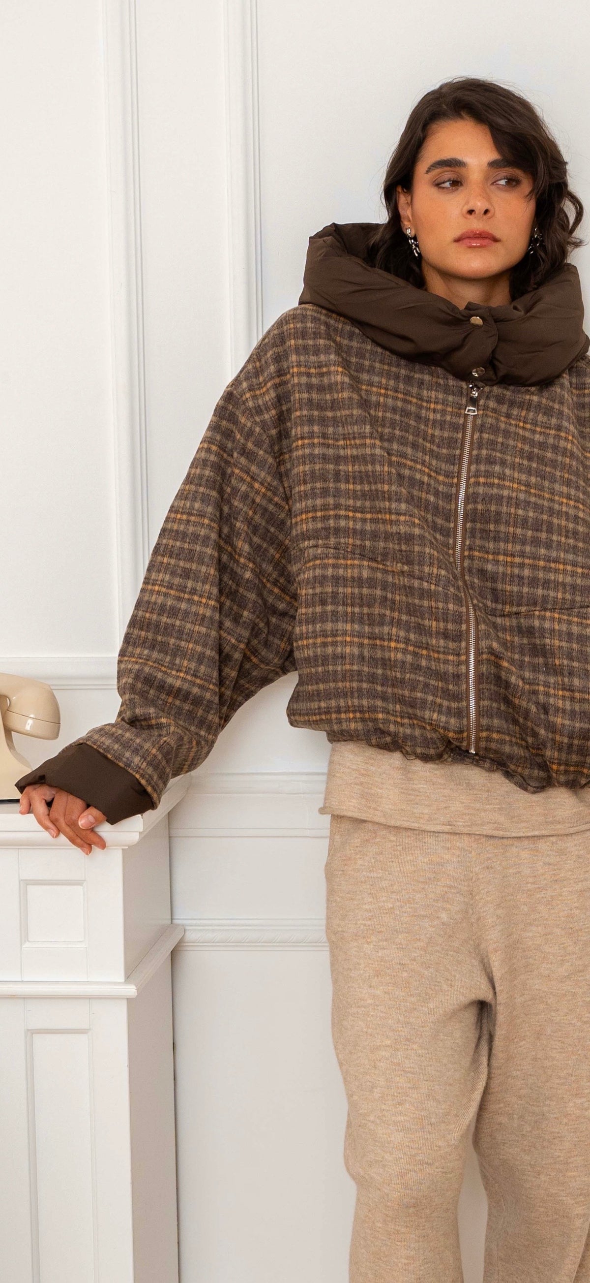 Check Hooded Jacket