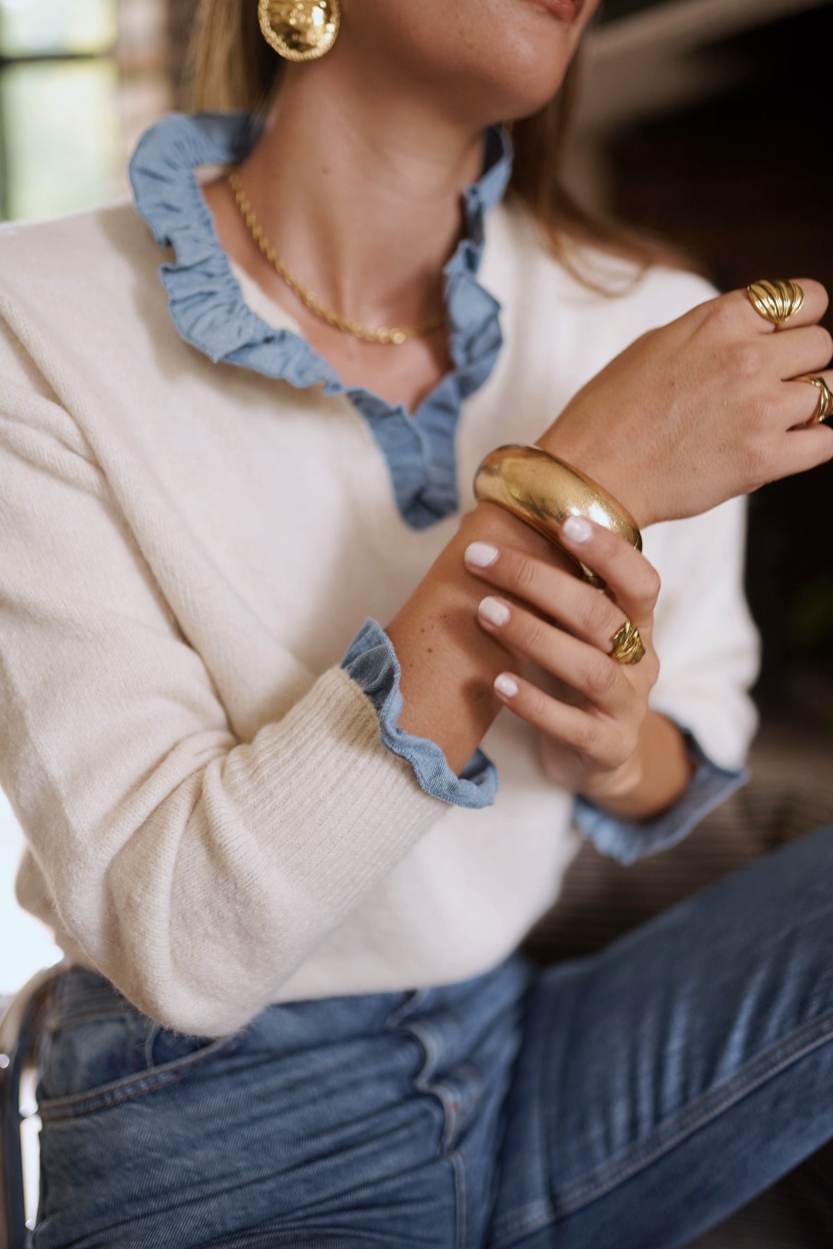 Denim Collar Knit