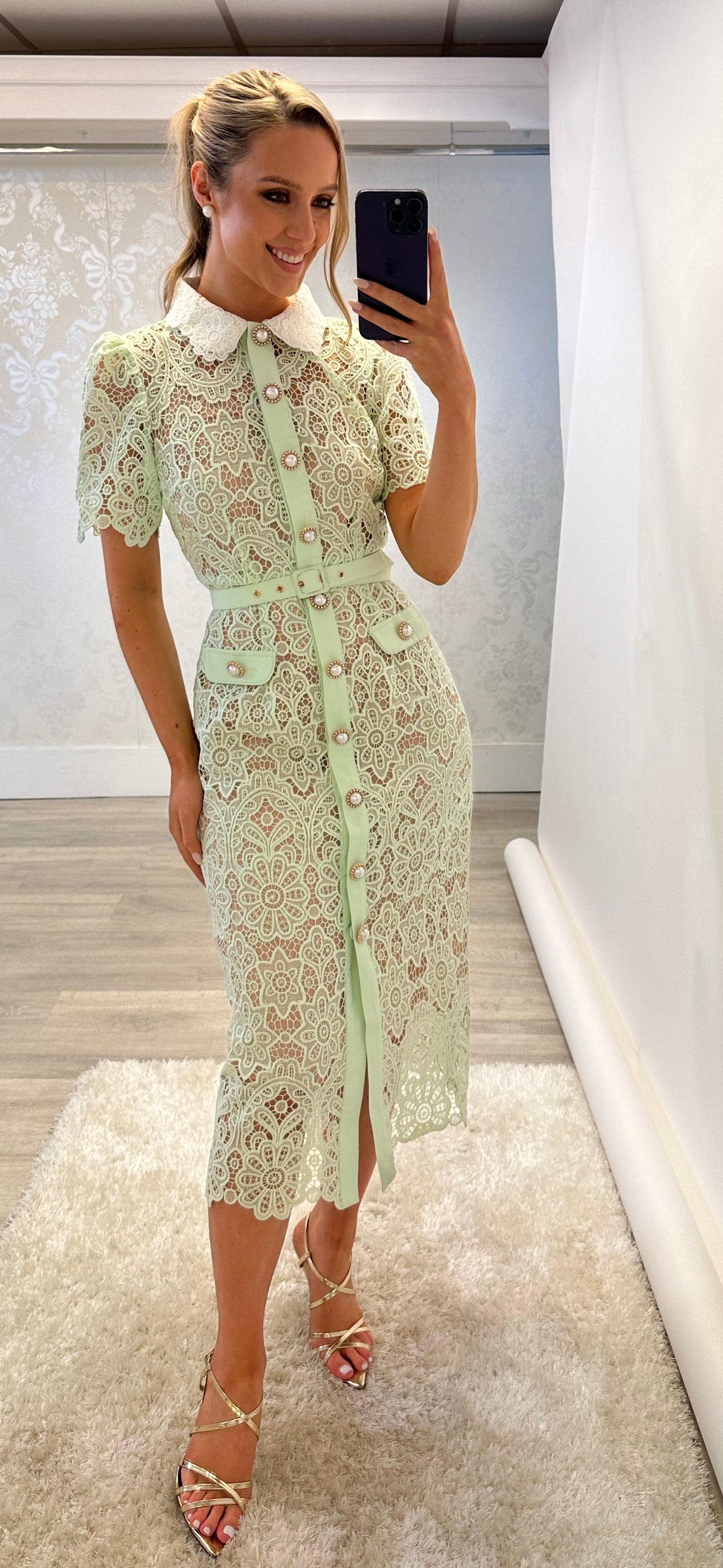Mint Midi Lace Dress