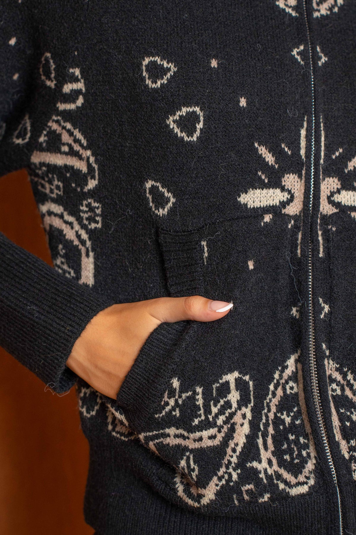Black Paisley Knit