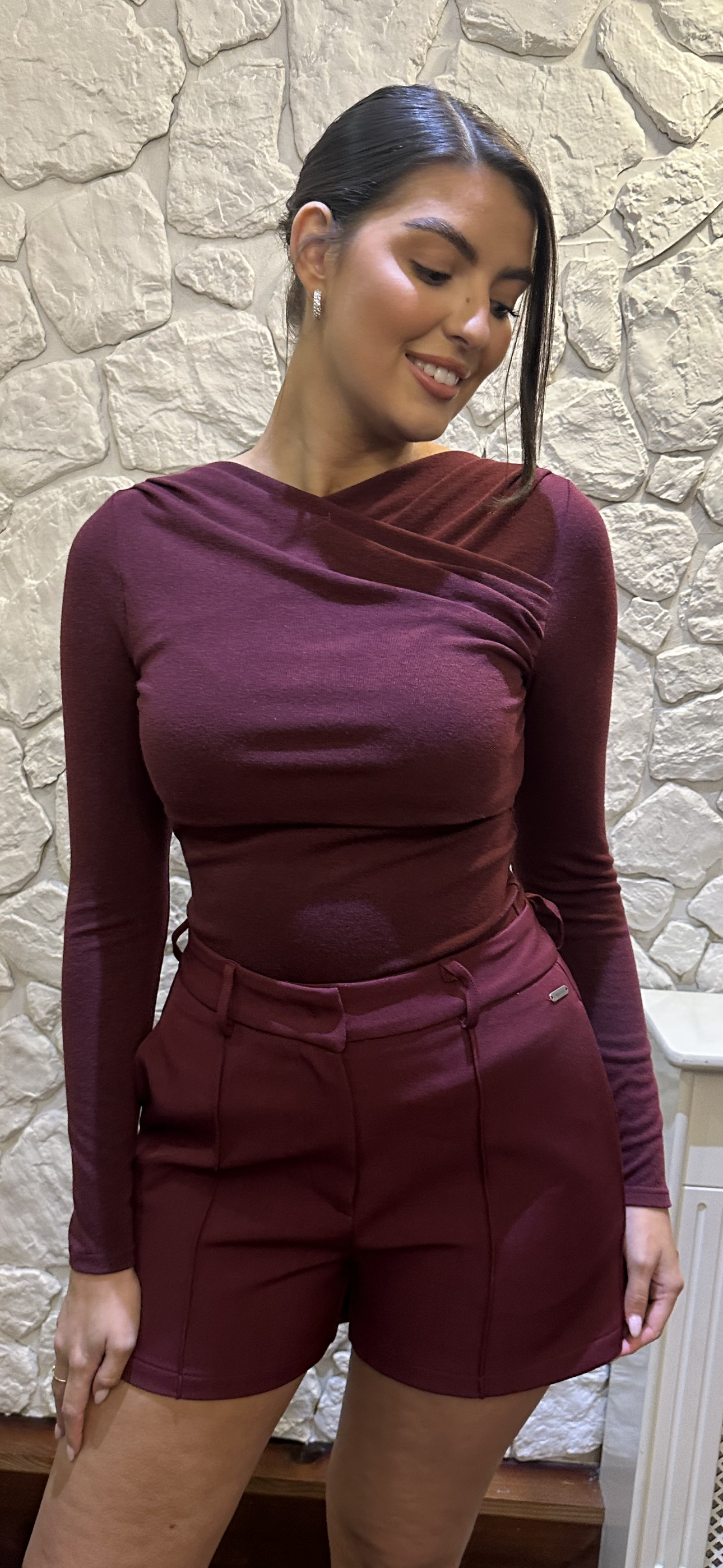 Burgundy Ruffle Top