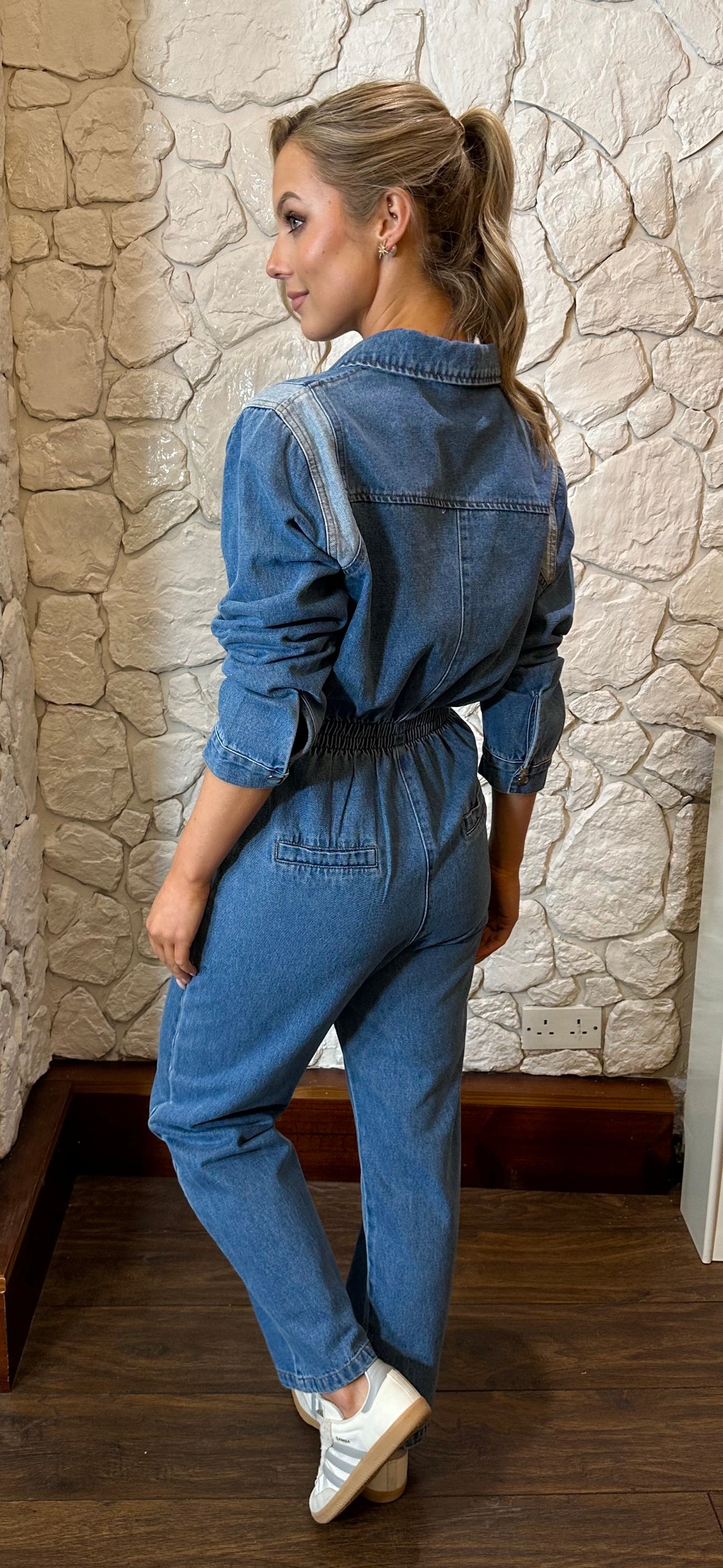 Denim Collar Jumpsuit