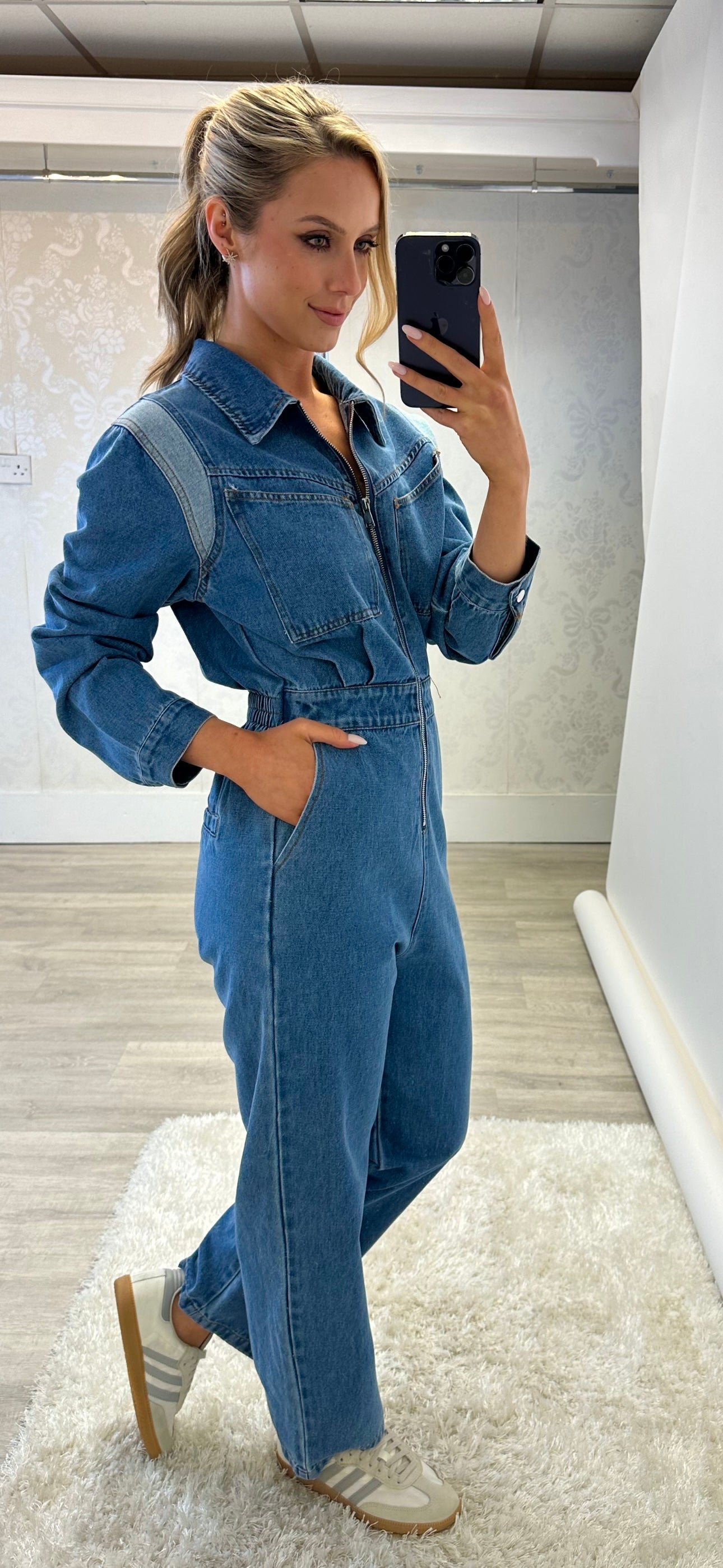 Denim Collar Jumpsuit