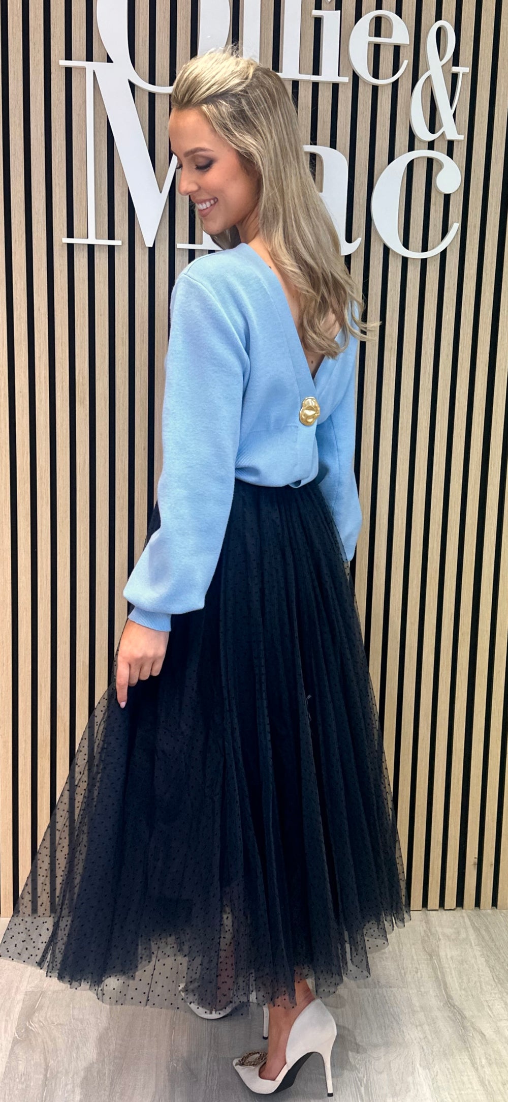 Navy Polka Tulle