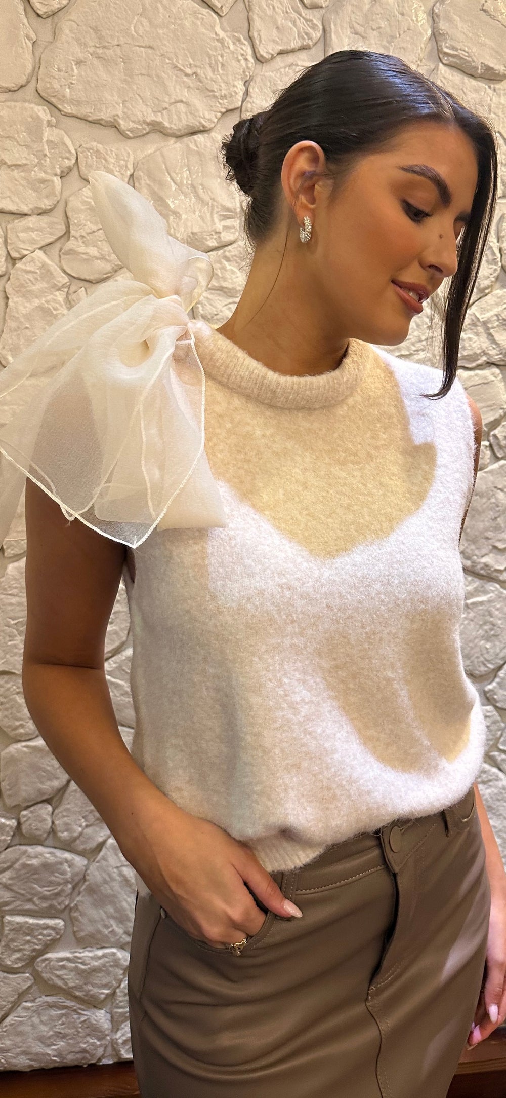 Ivory Bow Knit