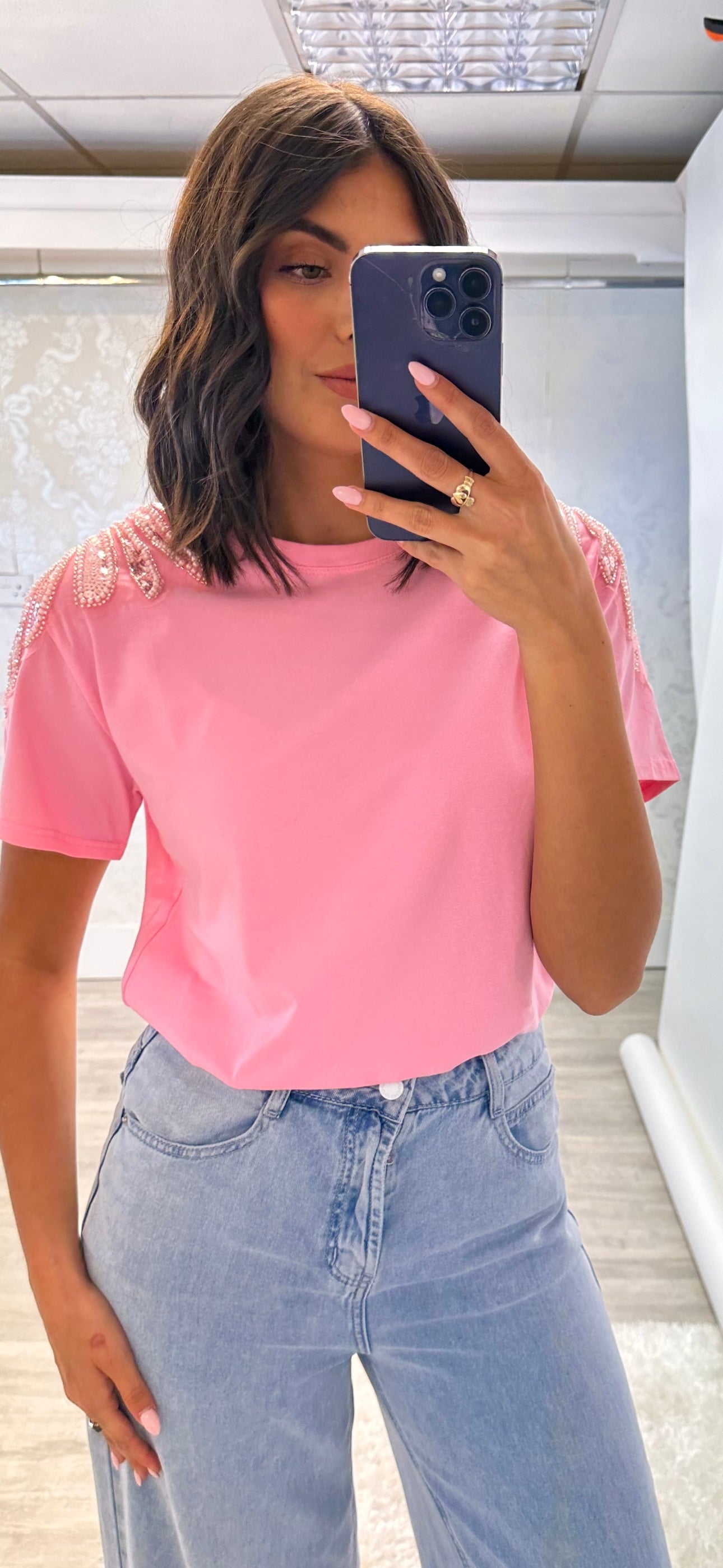 Pink Embellished Tee