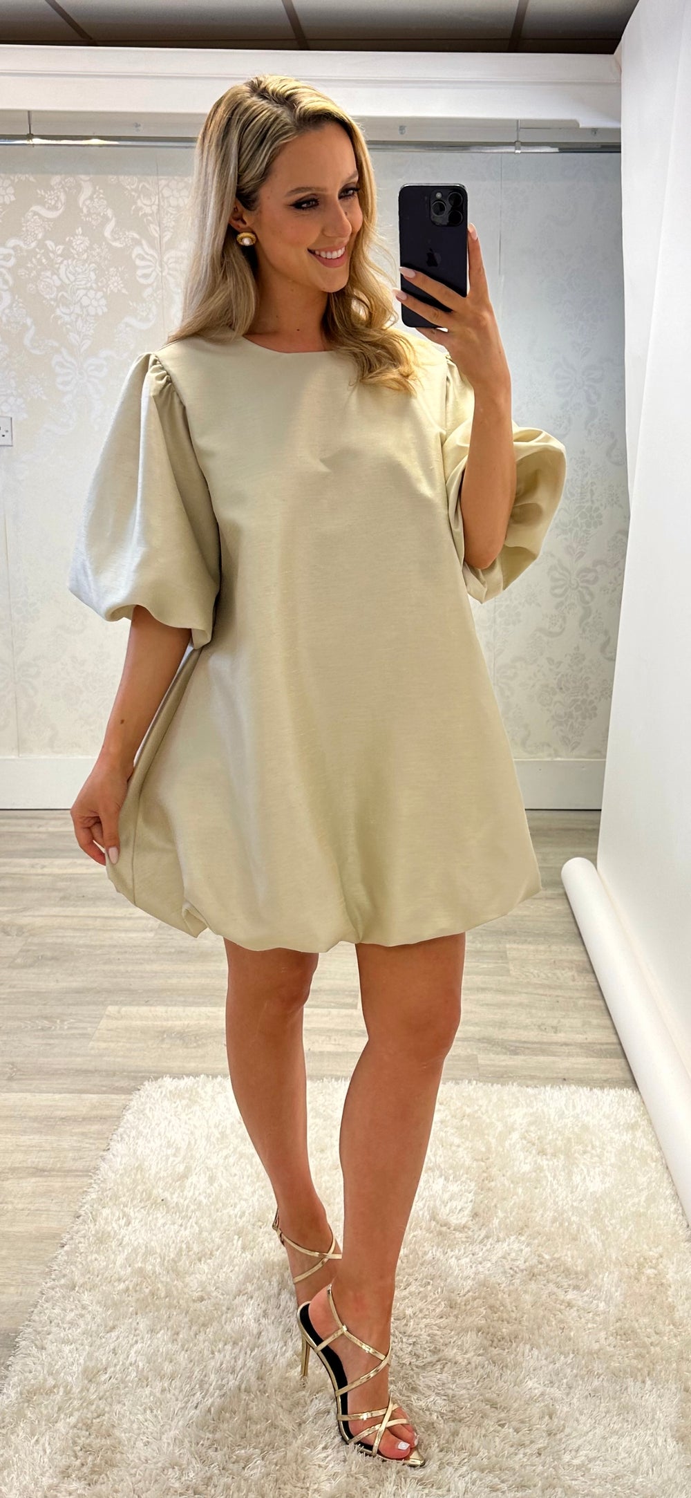 Champagne Puff Sleeve Mini