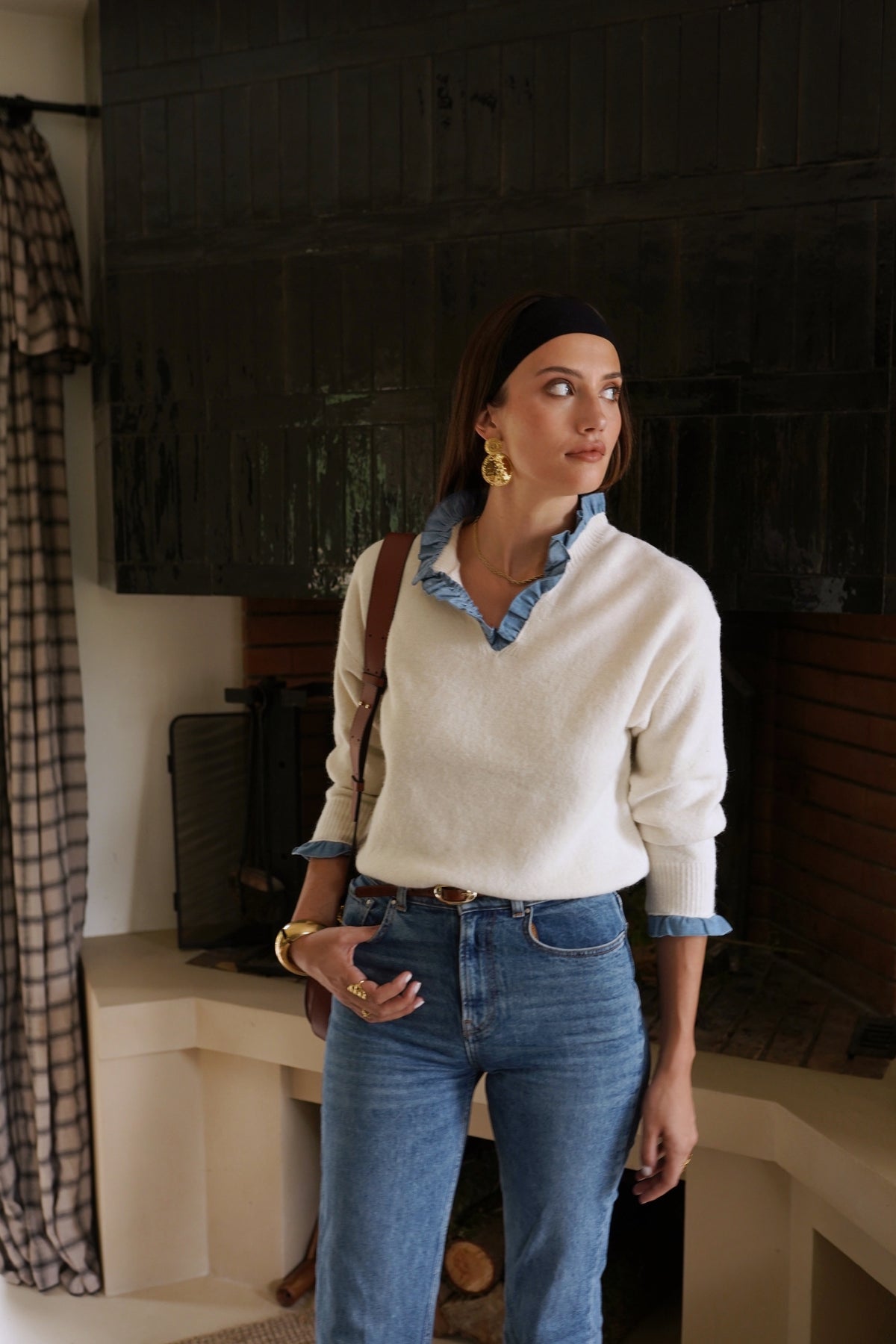 Denim Collar Knit