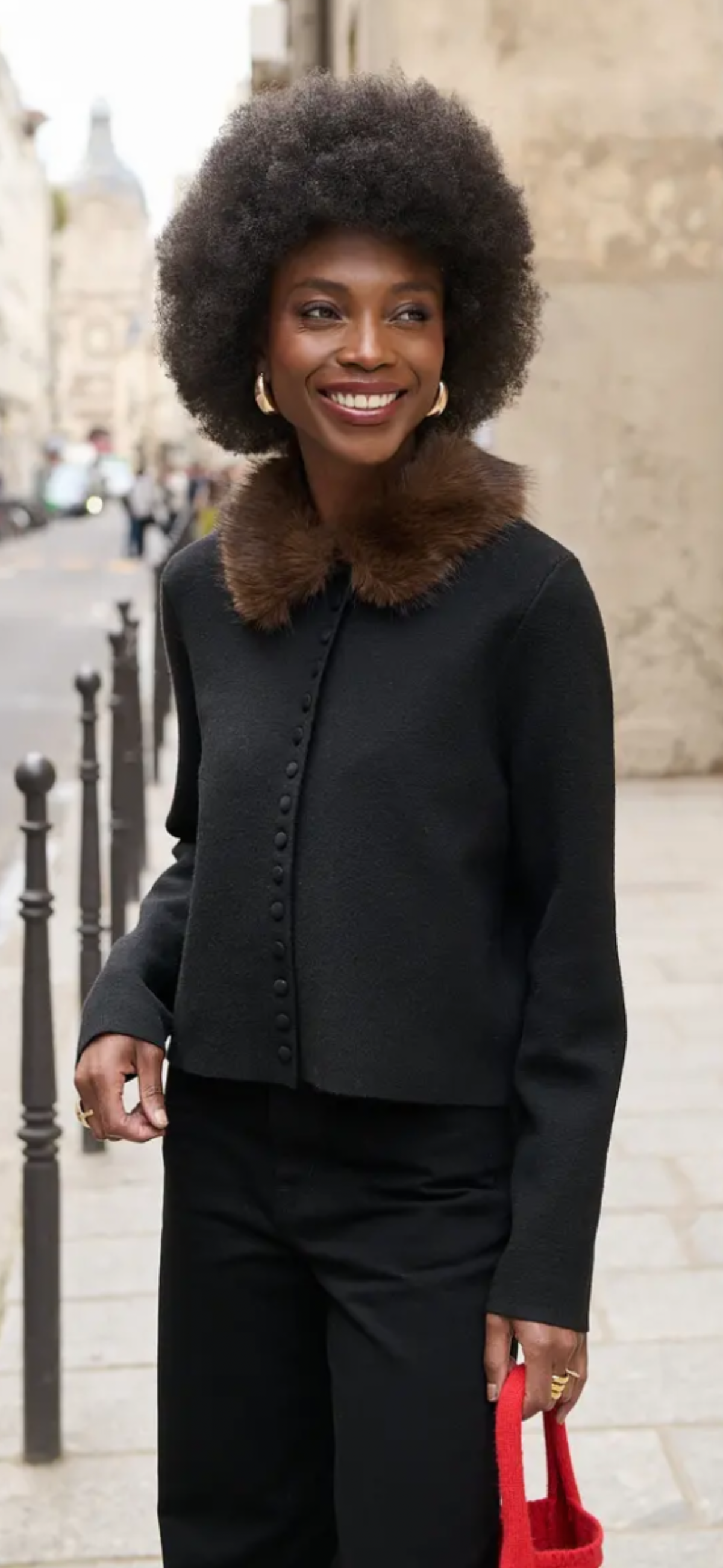 Black Detachable Fur Knit