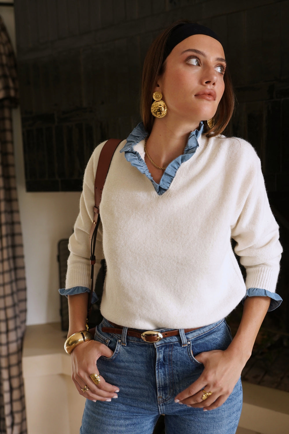 Denim Collar Knit
