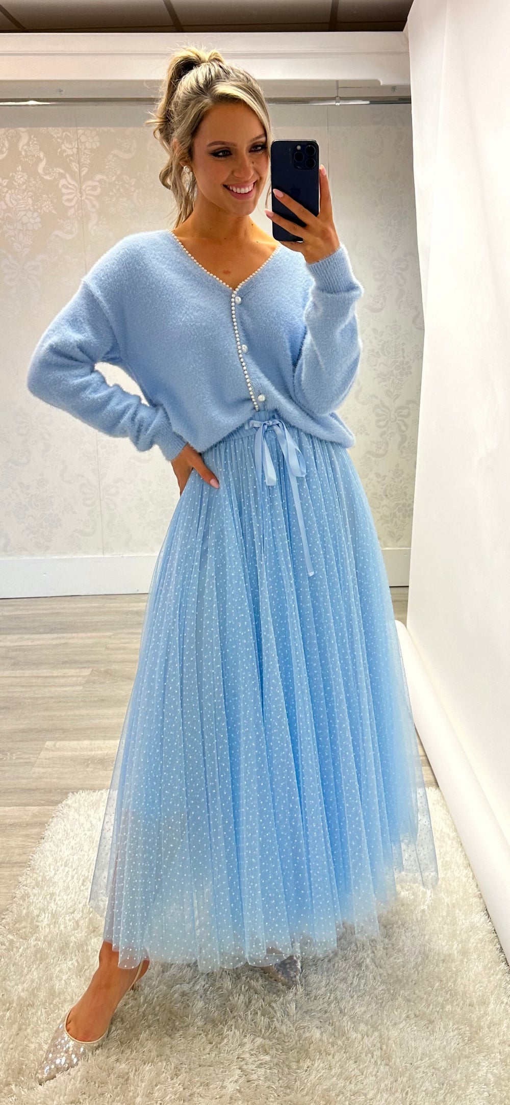 Baby Blue Polka Tulle